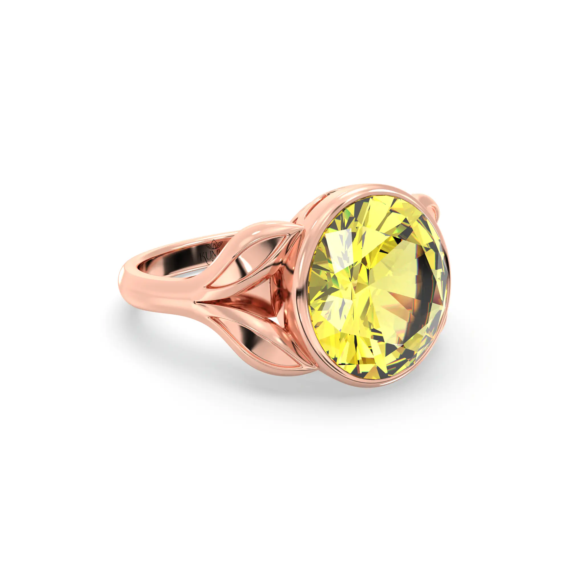 Yellow Sapphire (Pukhraj) Ring for Women in 18K Rose Gold – Oval 9x8 mm, Prong Setting, 5 g (Design K16B-12) thumbnail