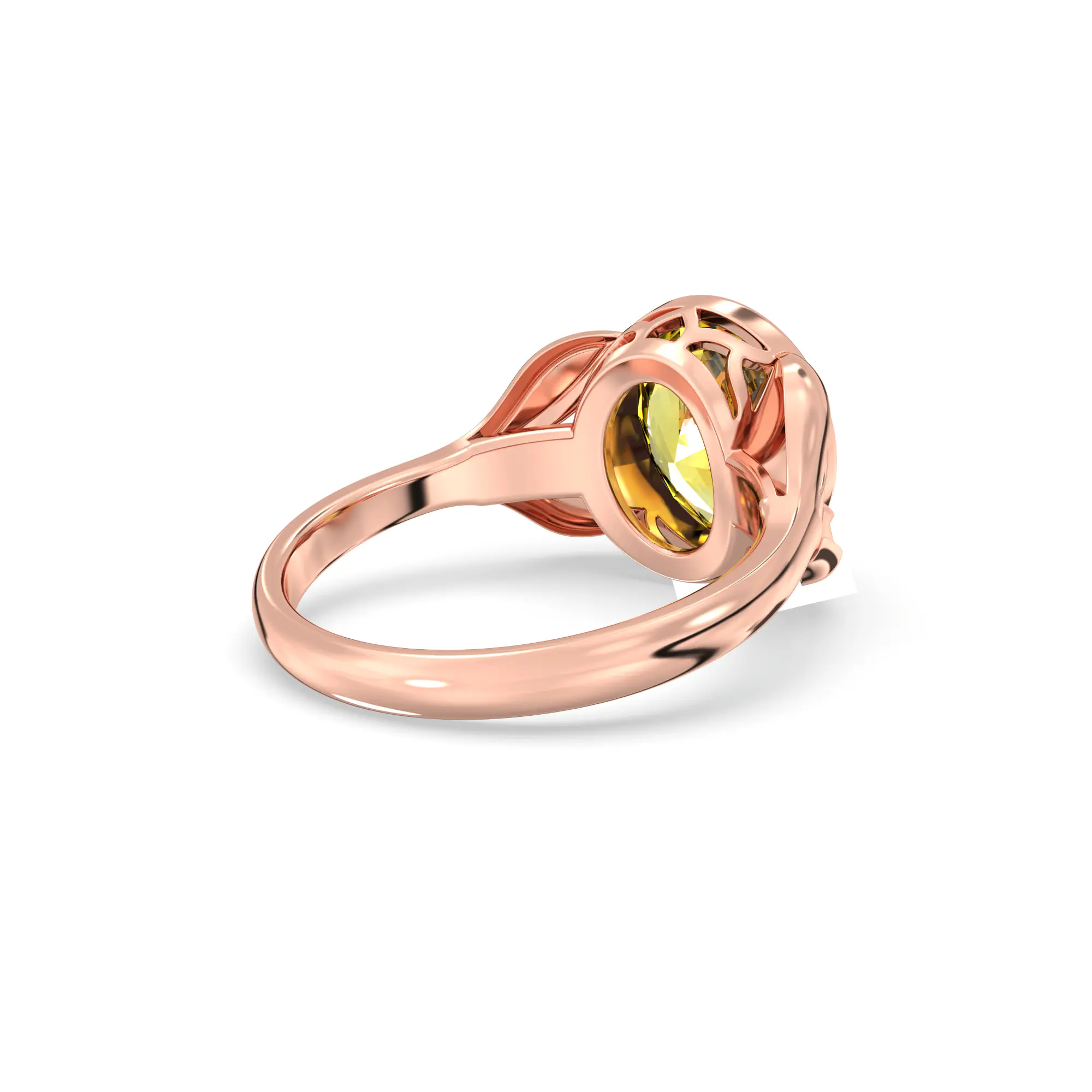 Yellow Sapphire (Pukhraj) Ring for Women in 18K Rose Gold – Oval 9x8 mm, Prong Setting, 5 g (Design K16B-12) thumbnail