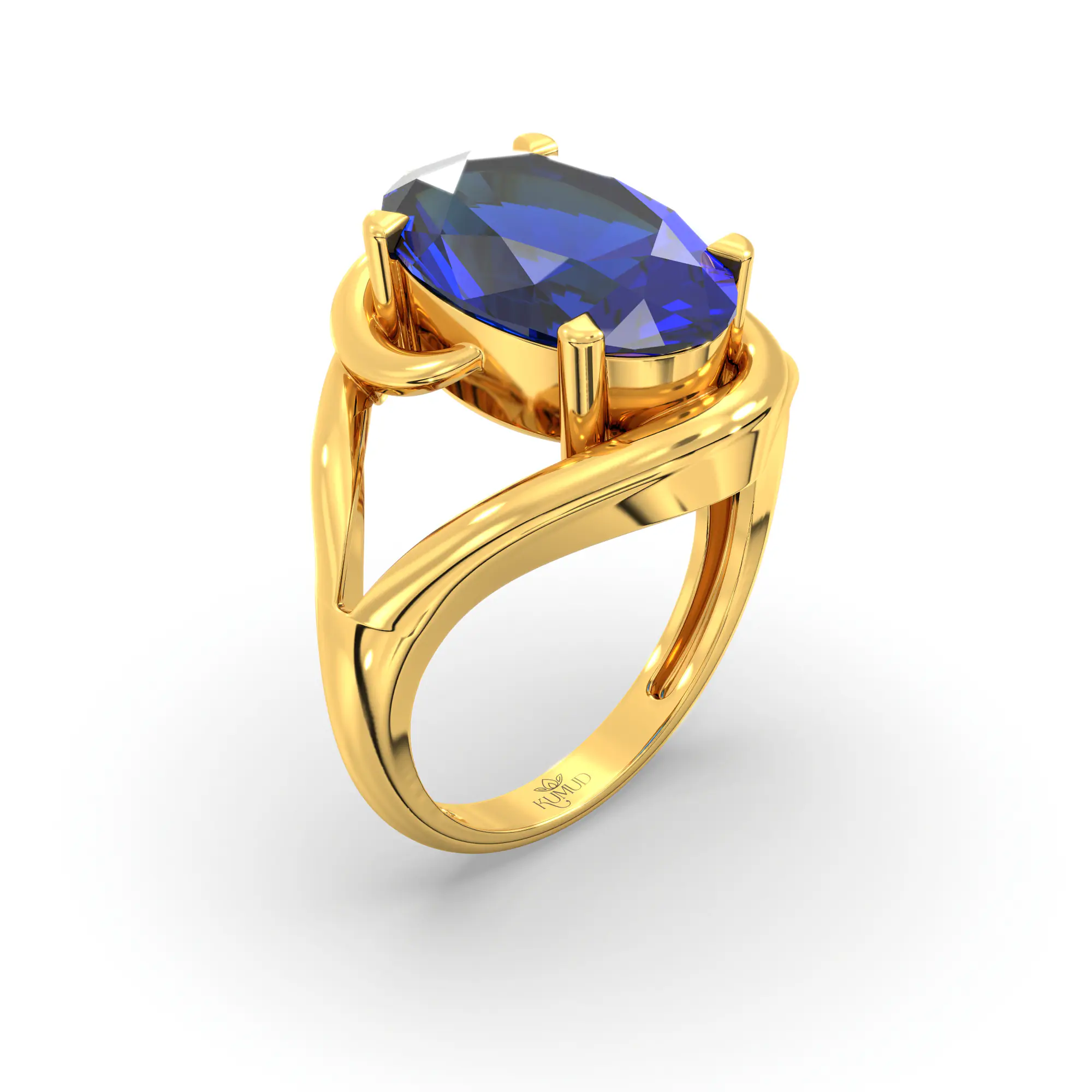 Blue Sapphire (Neelam) Ring for Women in 18K Rose Gold – Oval 13x8 mm, Prong Setting, 8 g thumbnail
