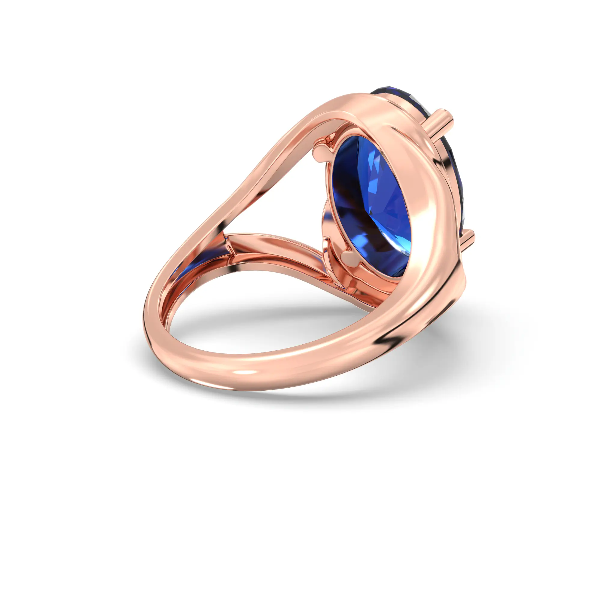 Blue Sapphire (Neelam) Ring for Women in 18K Rose Gold – Oval 13x8 mm, Prong Setting, 8 g thumbnail