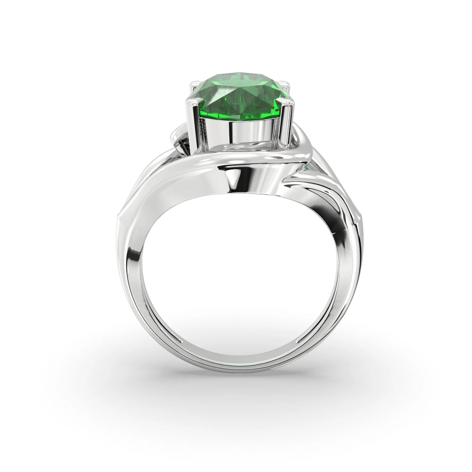 Emerald (Panna) Ring for Women in 18K White Gold – Oval 13x8 mm, Prong Setting, 8 g thumbnail