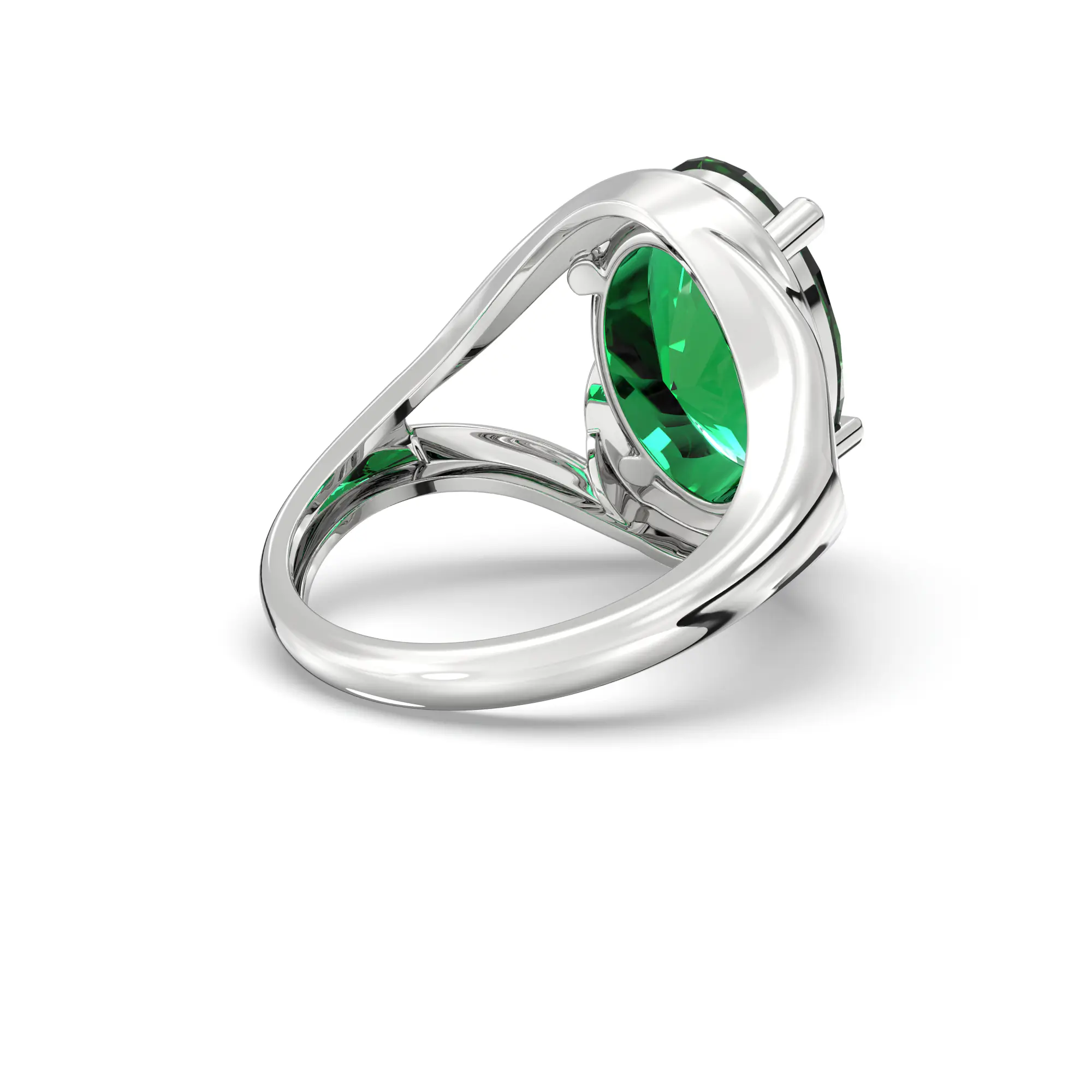 Emerald (Panna) Ring for Women in 18K White Gold – Oval 13x8 mm, Prong Setting, 8 g thumbnail
