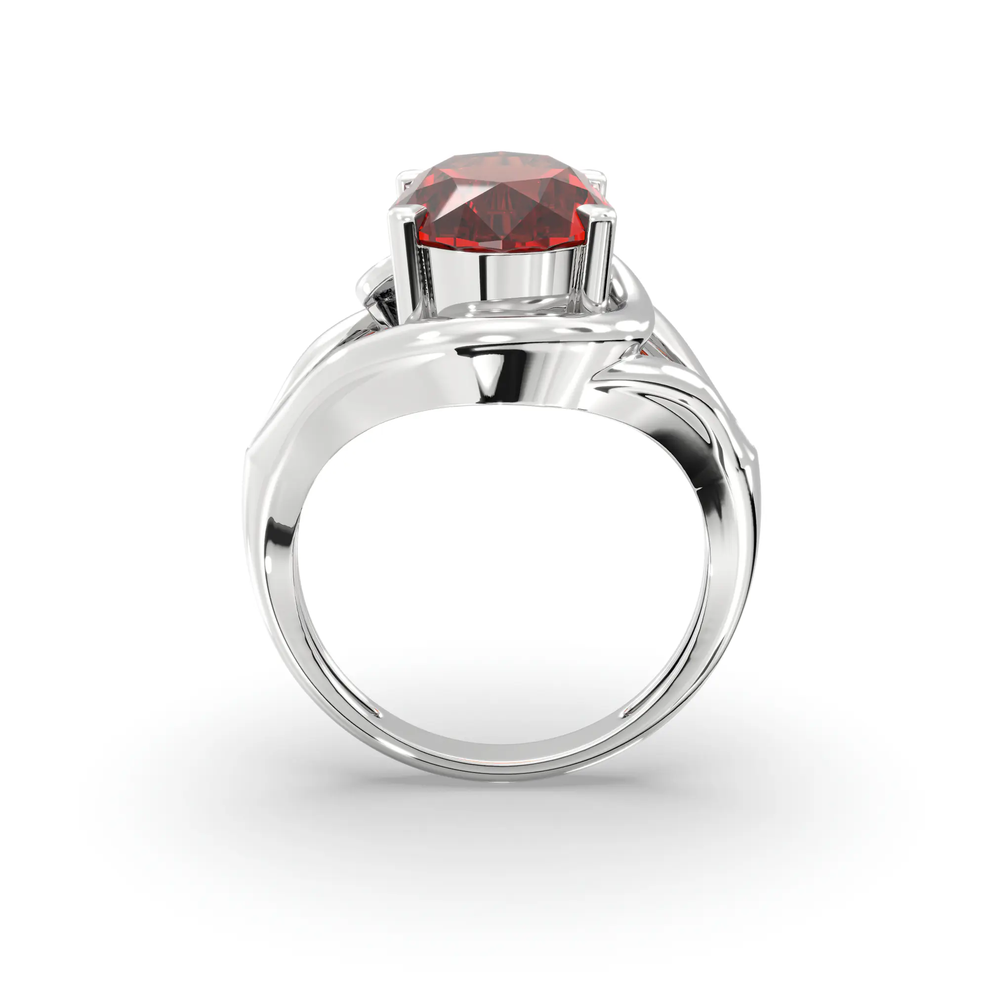 Hessonite (Gomed) Ring for Women in 18K White Gold – Oval 13x8 mm, Prong Setting, 8 g thumbnail