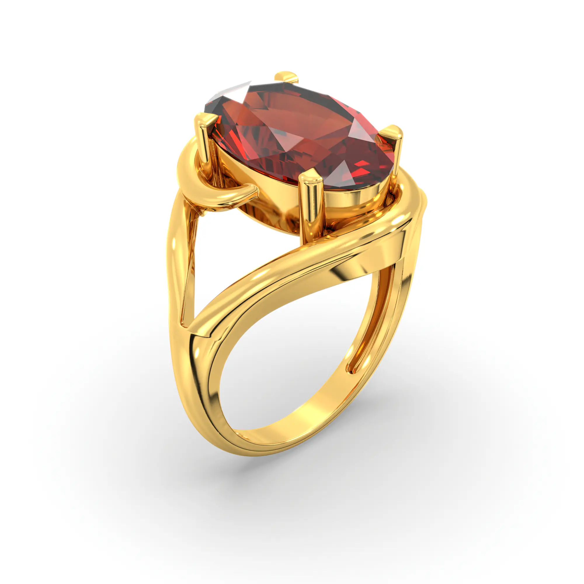 Hessonite (Gomed) Ring for Women in 22K Yellow Gold – Oval 13x8 mm, Prong Setting, 8 g thumbnail