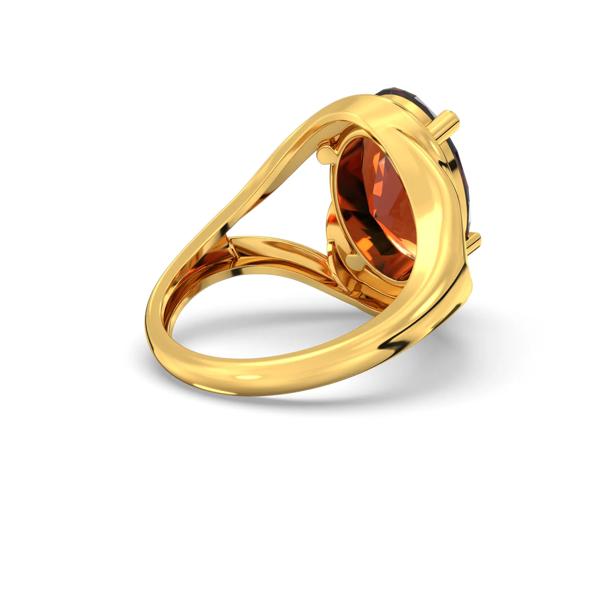 Hessonite (Gomed) Ring for Women in 22K Yellow Gold – Oval 13x8 mm, Prong Setting, 8 g thumbnail