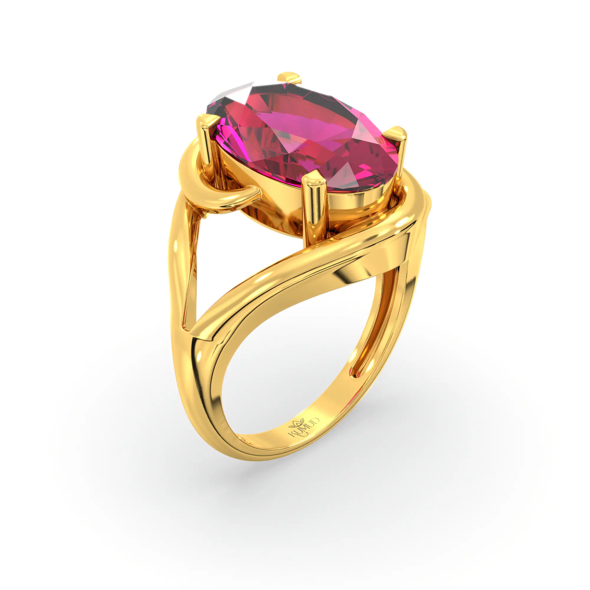 Ruby (Manik) Ring for Women in 18K Rose Gold – Oval 13x8 mm, Prong Setting, 8 g thumbnail