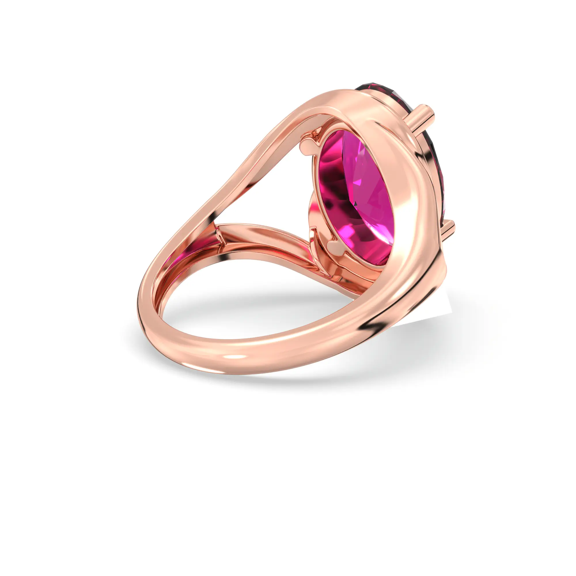 Ruby (Manik) Ring for Women in 18K Rose Gold – Oval 13x8 mm, Prong Setting, 8 g thumbnail