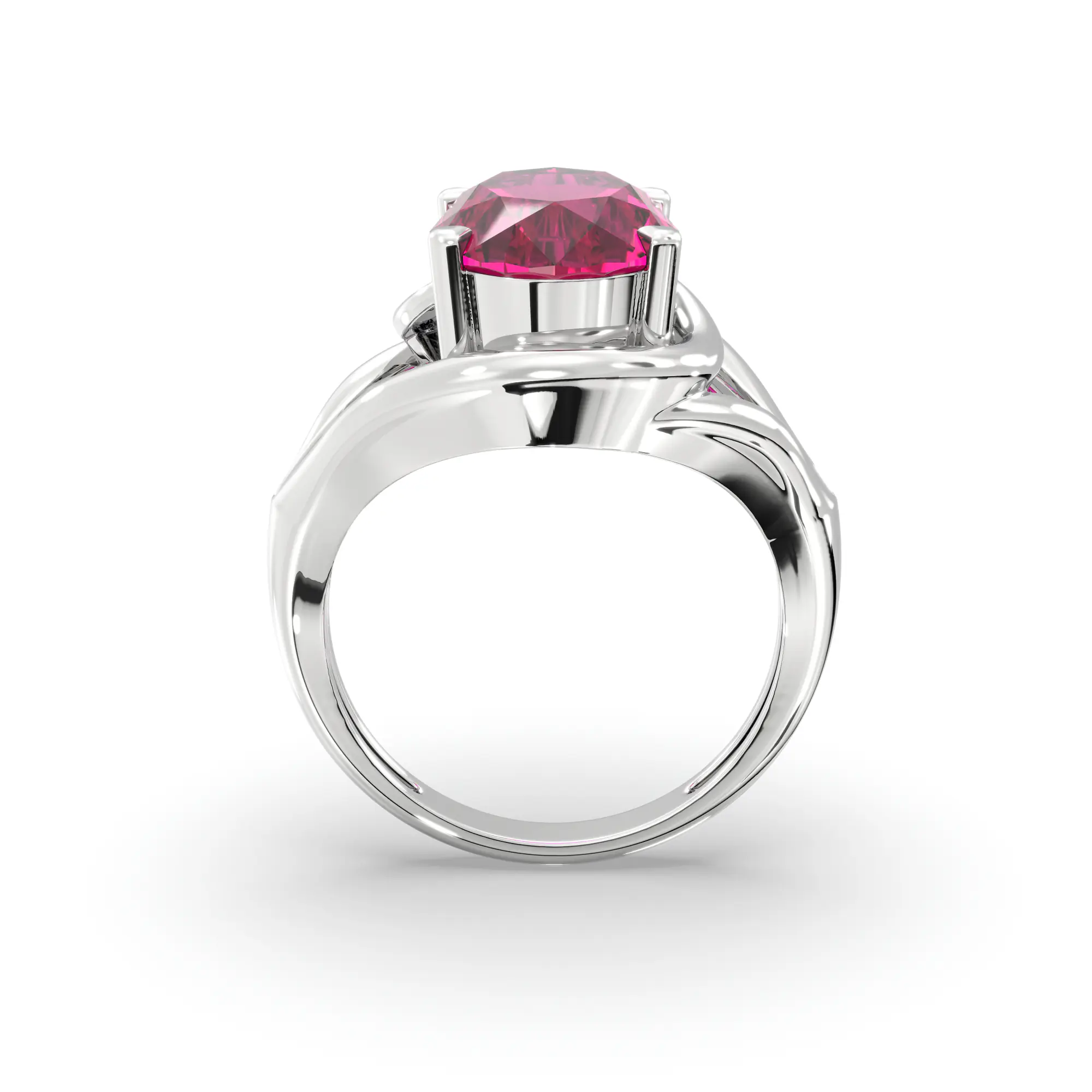 Ruby (Manik) Ring for Women in 18K White Gold – Oval 13x8 mm, Prong Setting, 8 g thumbnail