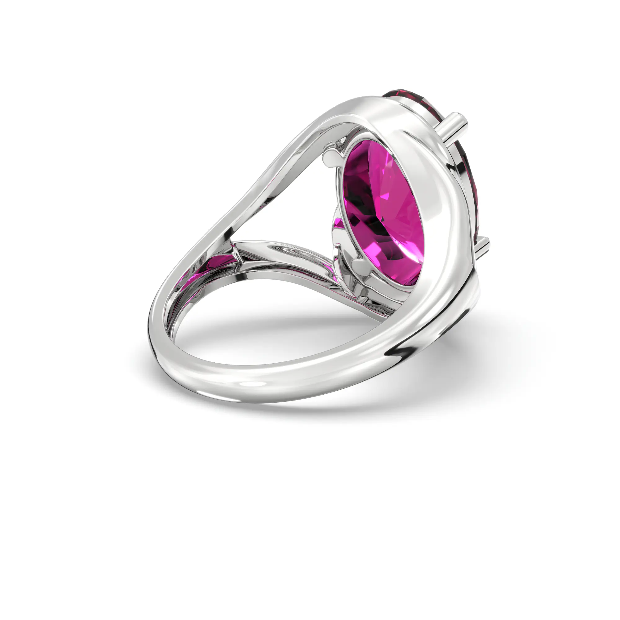 Ruby (Manik) Ring for Women in 18K White Gold – Oval 13x8 mm, Prong Setting, 8 g thumbnail