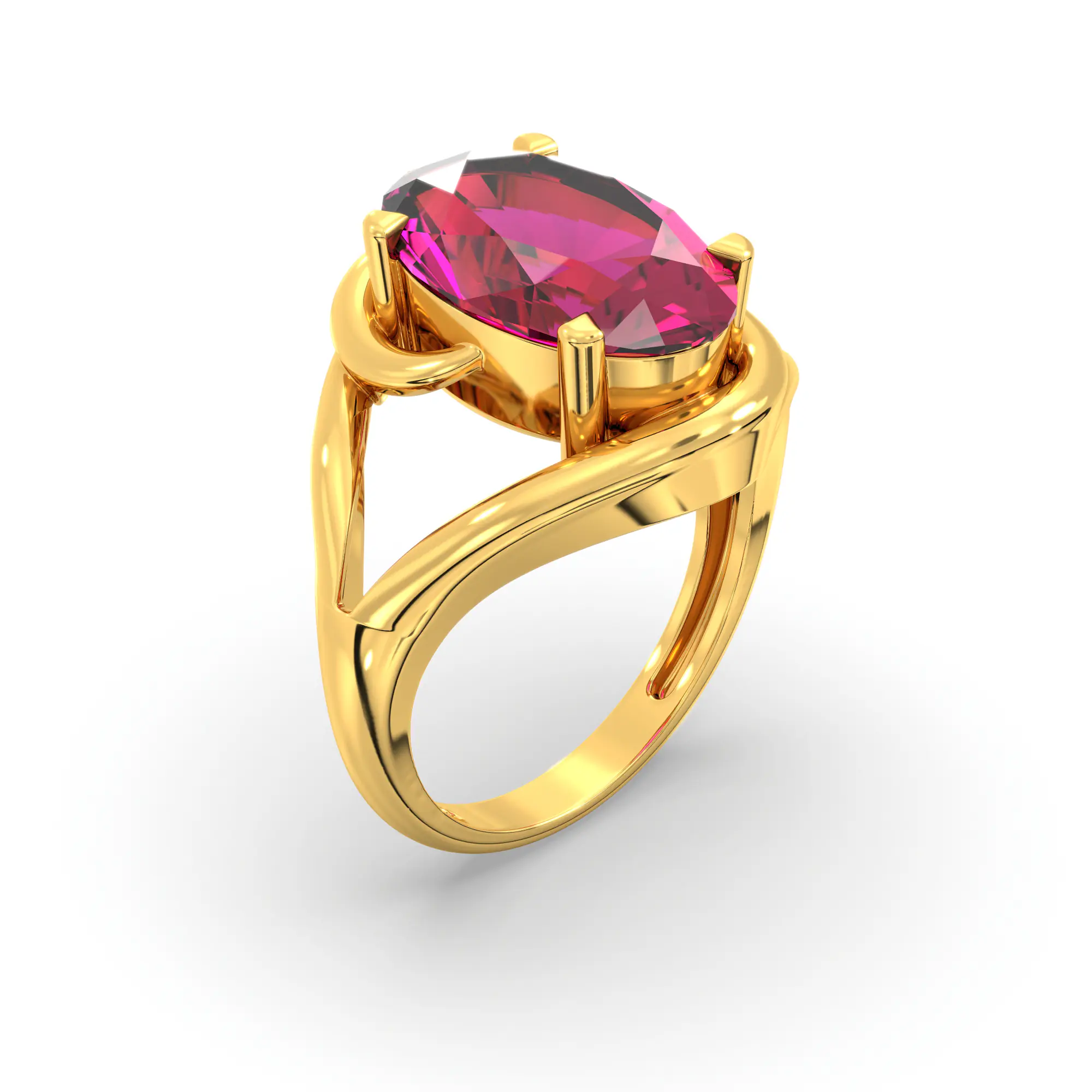 Ruby (Manik) Ring for Women in 22K Yellow Gold – Oval 13x8 mm, Prong Setting, 8 g thumbnail