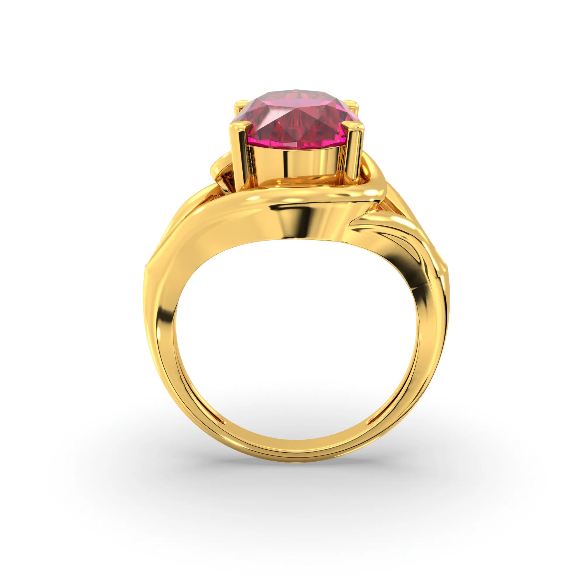 Ruby (Manik) Ring for Women in 22K Yellow Gold – Oval 13x8 mm, Prong Setting, 8 g thumbnail