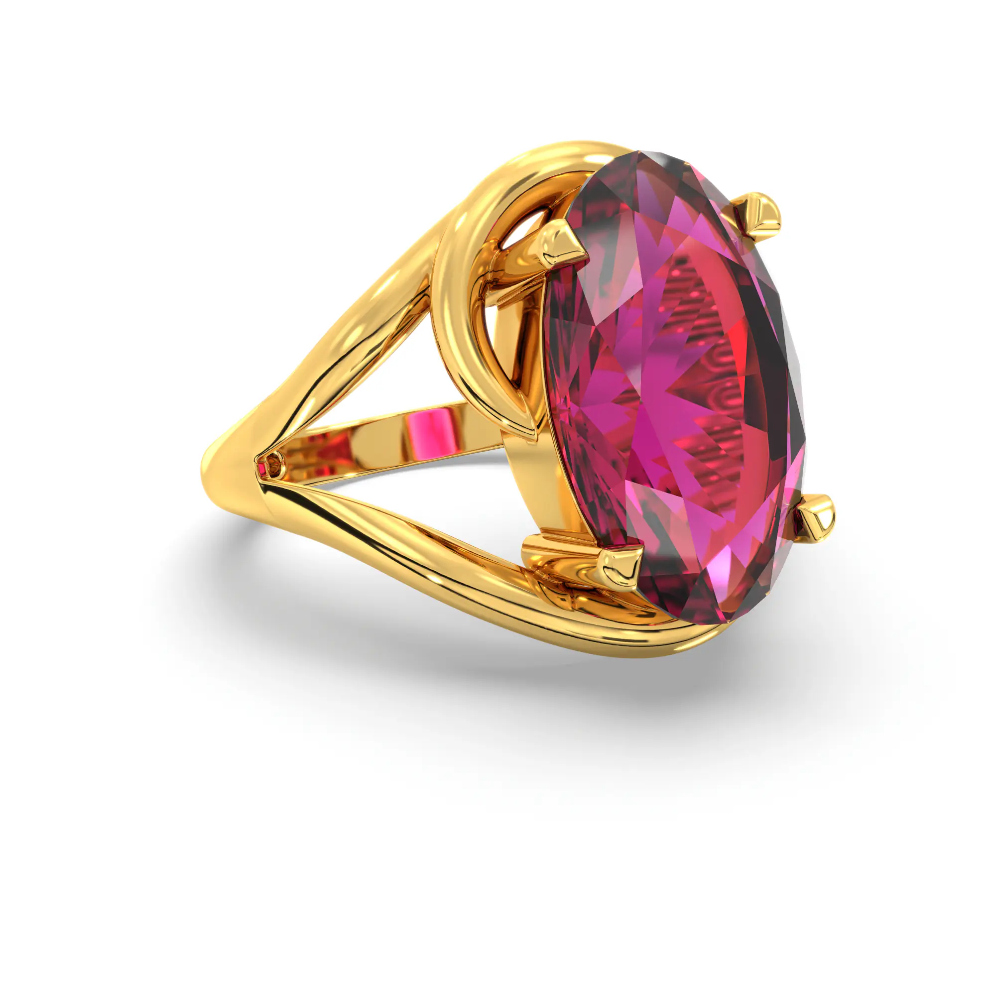 Ruby (Manik) Ring for Women in 22K Yellow Gold – Oval 13x8 mm, Prong Setting, 8 g thumbnail