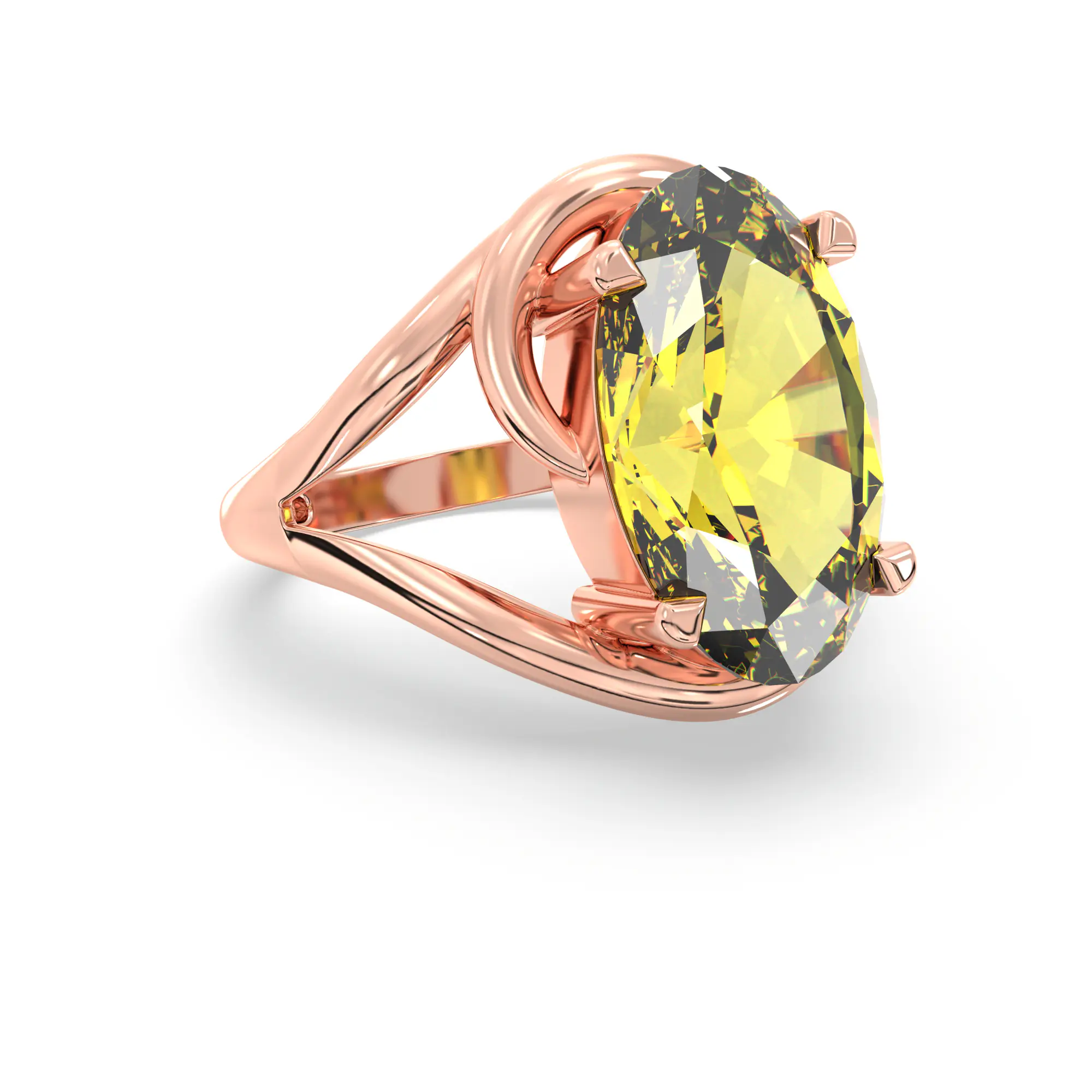 Yellow Sapphire (Pukhraj) Ring for Women in 18K Rose Gold – Oval 13x8 mm, Prong Setting, 8 g thumbnail