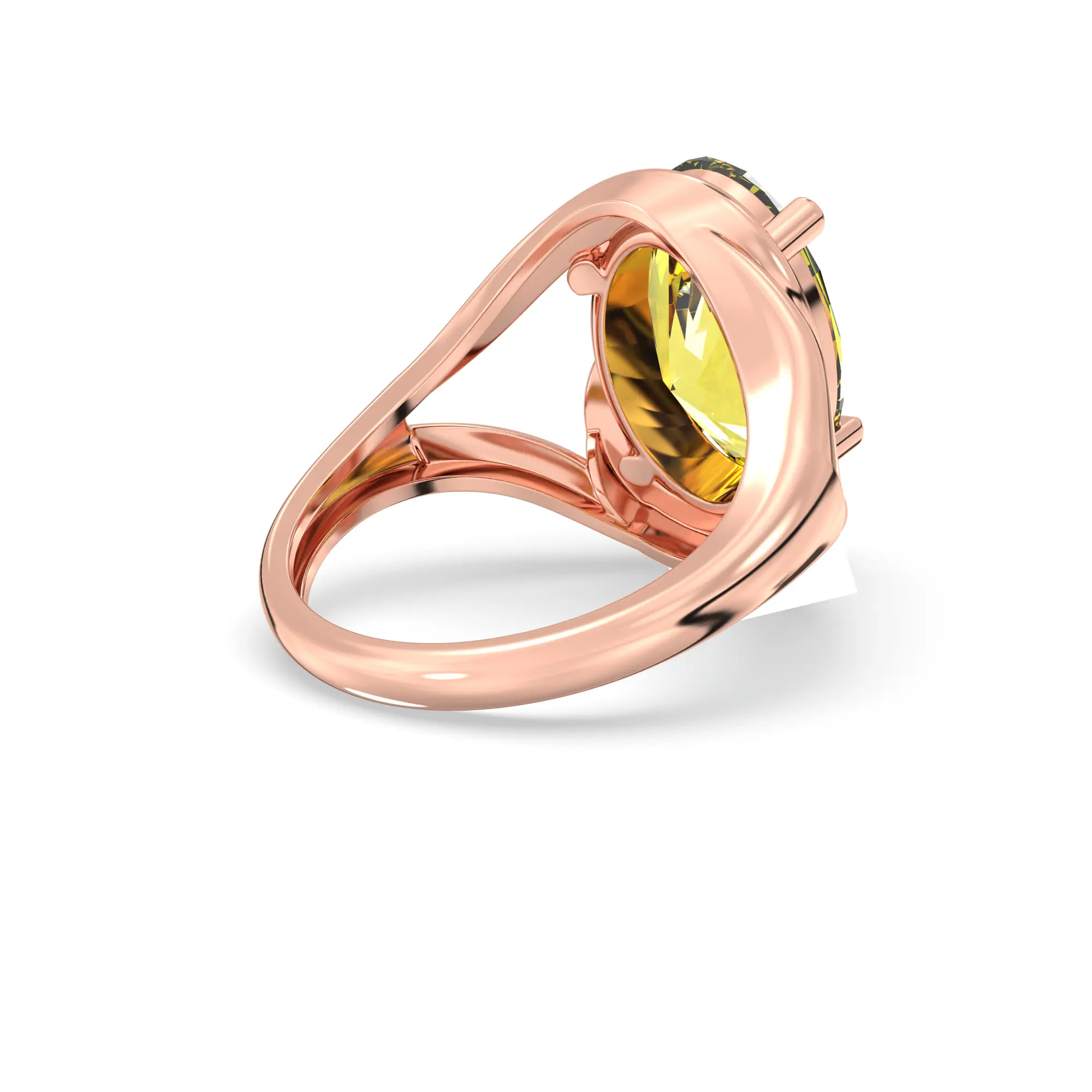 Yellow Sapphire (Pukhraj) Ring for Women in 18K Rose Gold – Oval 13x8 mm, Prong Setting, 8 g thumbnail