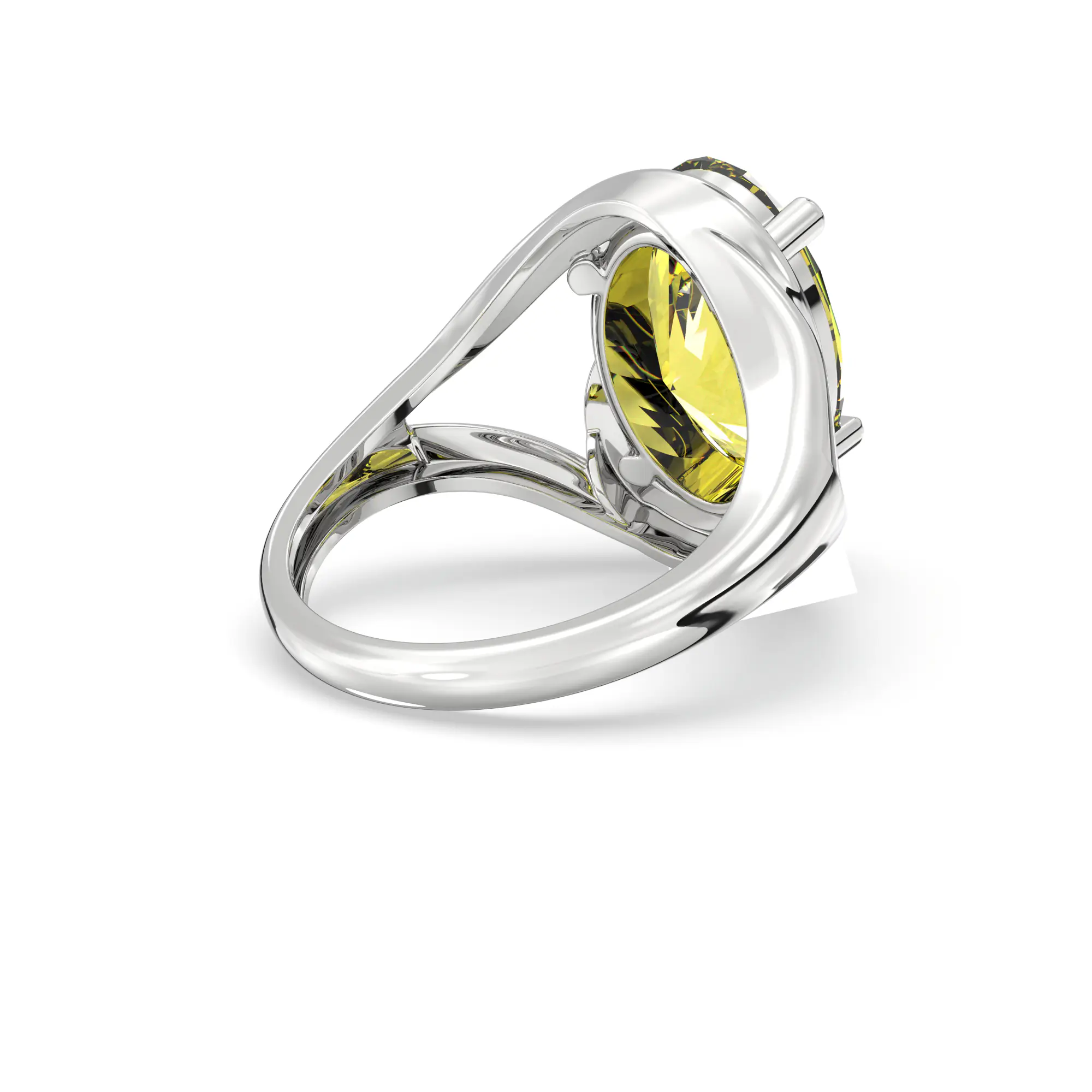 Yellow Sapphire (Pukhraj) Ring for Women in 18K White Gold – Oval 13x8 mm, Prong Setting, 8 g thumbnail