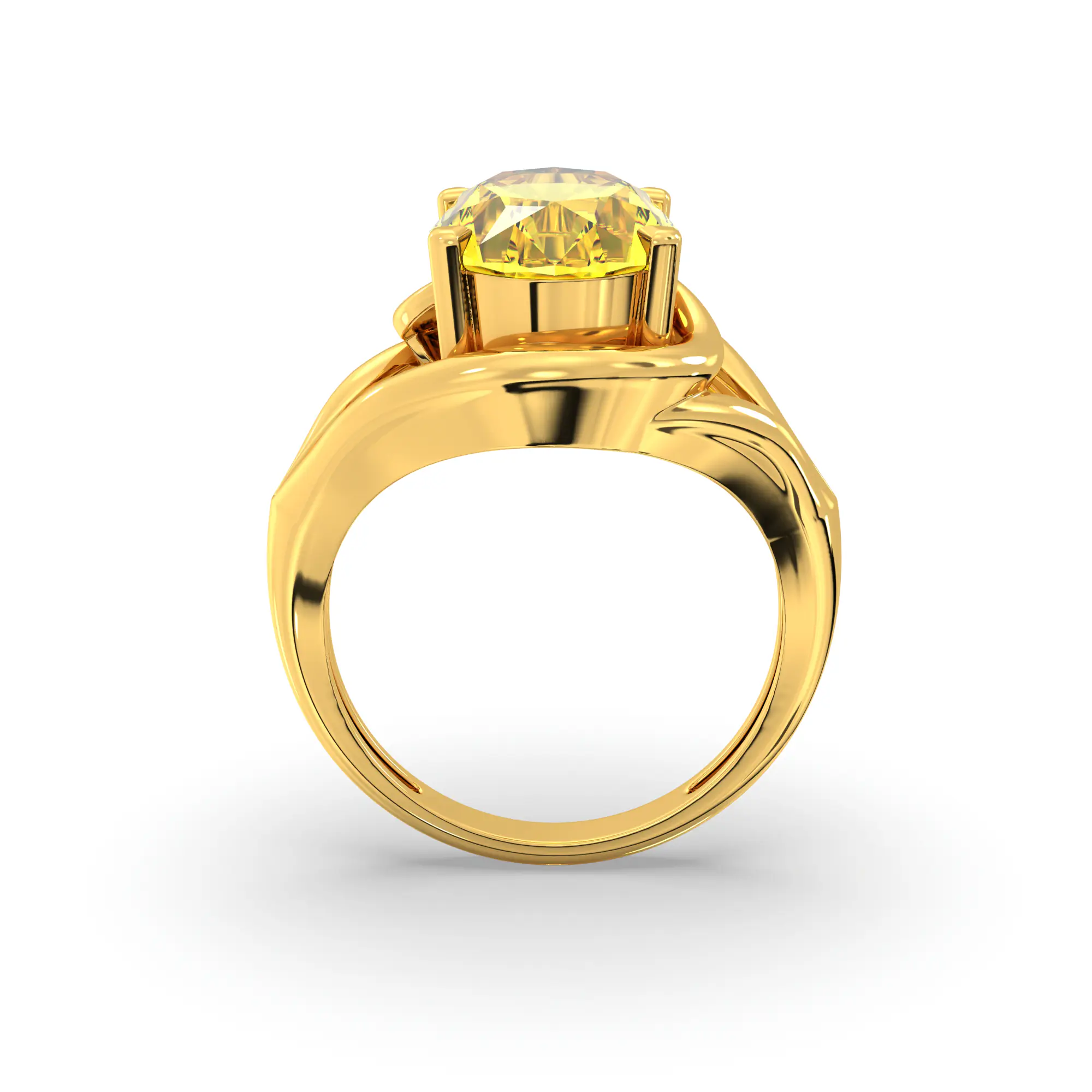 Yellow Sapphire (Pukhraj) Ring for Women in 22K Yellow Gold – Oval 13x8 mm, Prong Setting, 8 g thumbnail