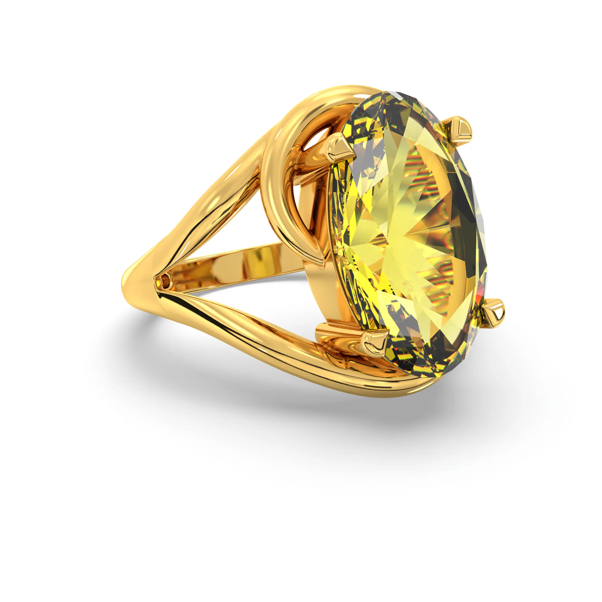 Yellow Sapphire (Pukhraj) Ring for Women in 22K Yellow Gold – Oval 13x8 mm, Prong Setting, 8 g thumbnail