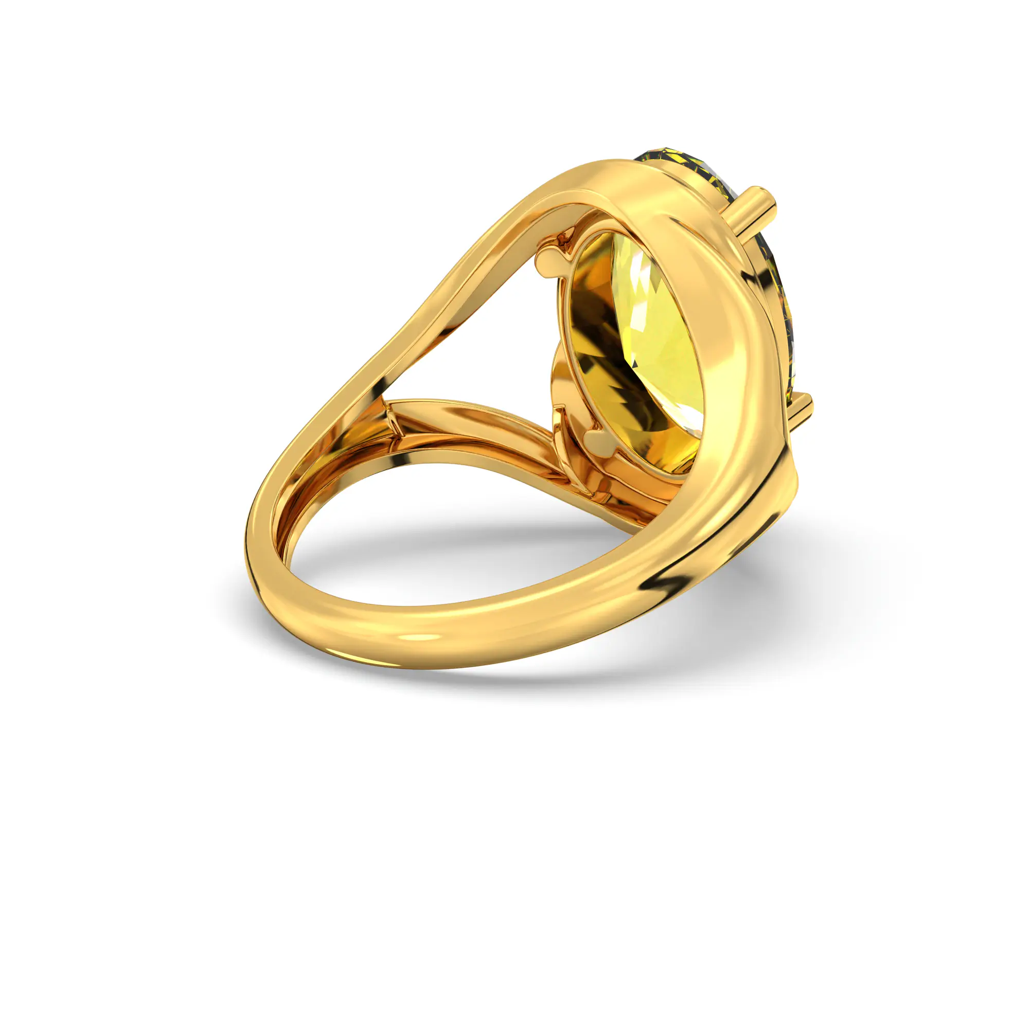 Yellow Sapphire (Pukhraj) Ring for Women in 22K Yellow Gold – Oval 13x8 mm, Prong Setting, 8 g thumbnail