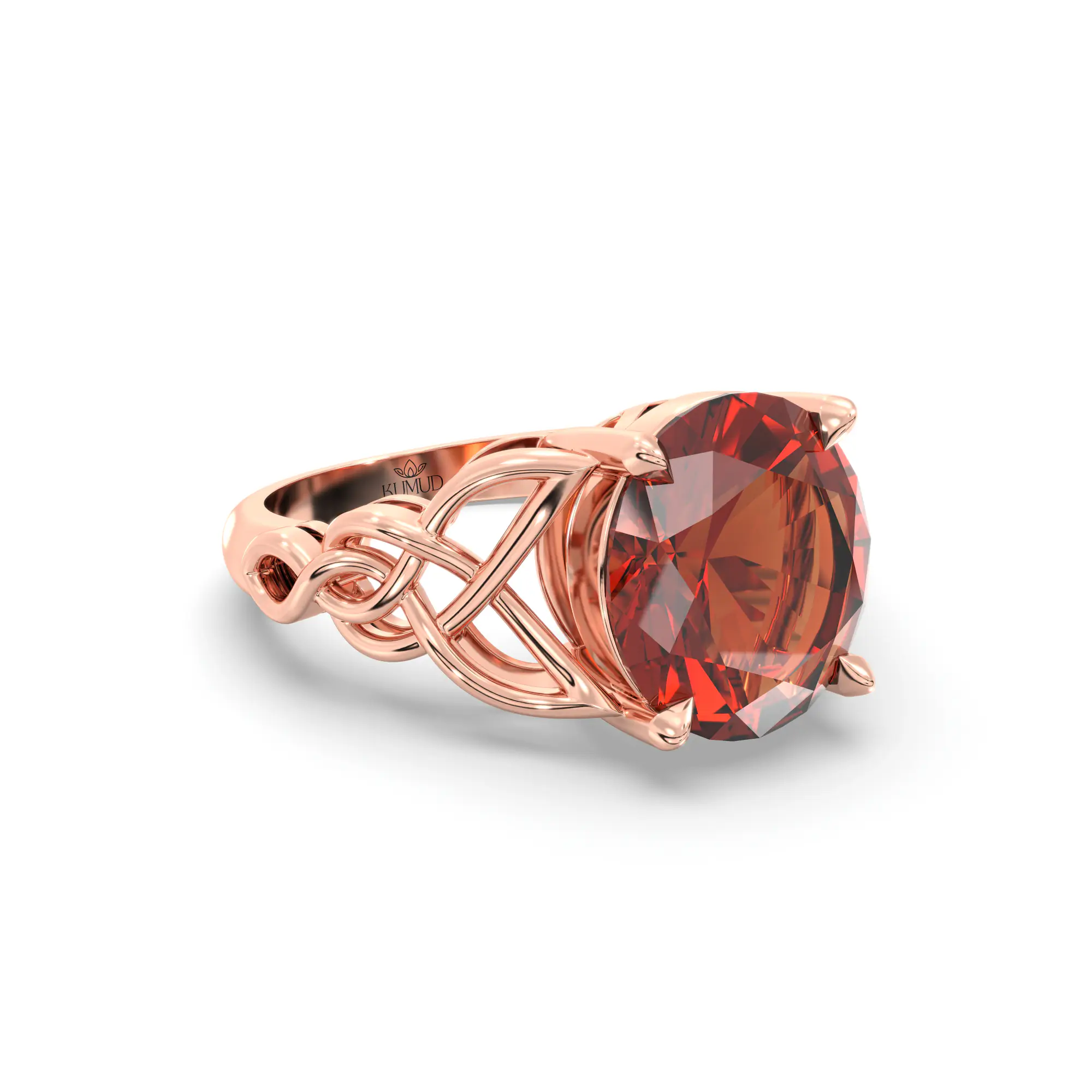 Hessonite (Gomed) Ring for Women in 18K Rose Gold – Oval 9x8 mm, Prong Setting, 5 g (Design K16B-14) thumbnail