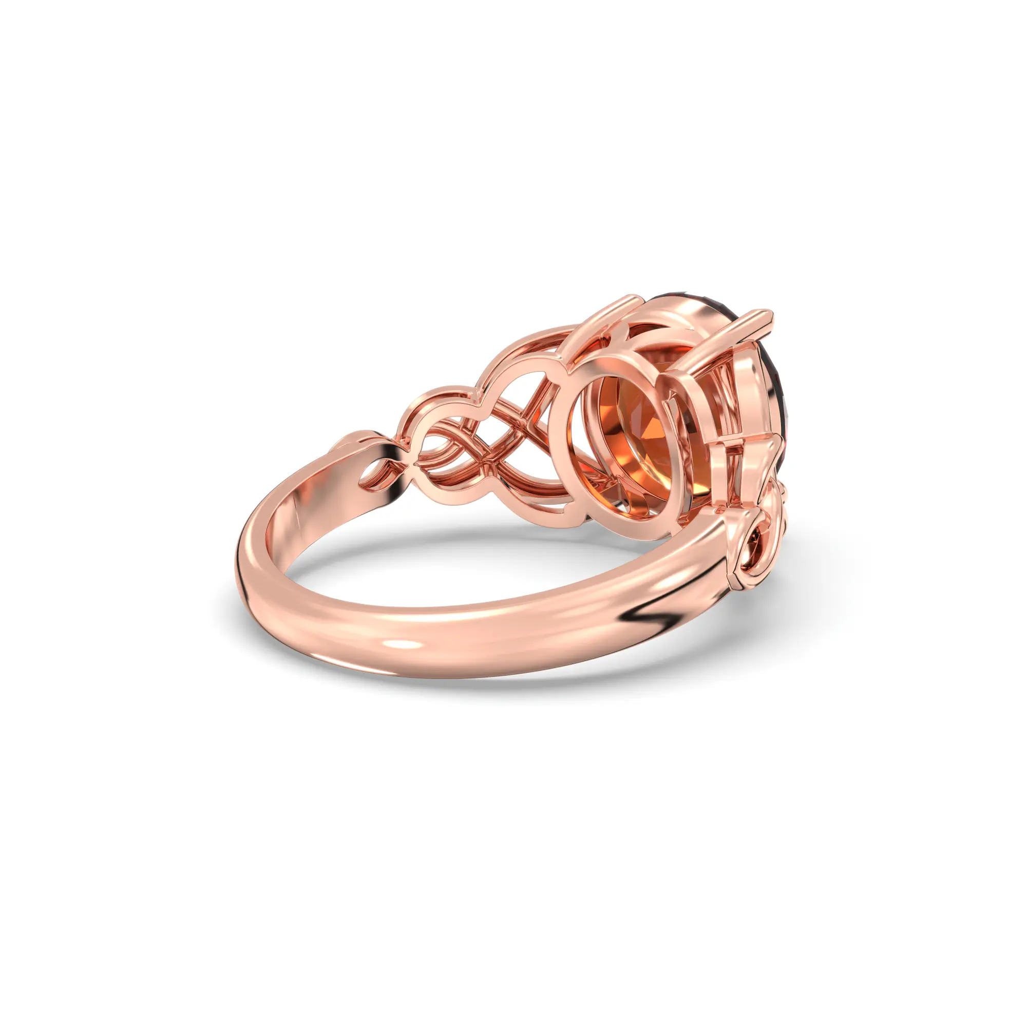 Hessonite (Gomed) Ring for Women in 18K Rose Gold – Oval 9x8 mm, Prong Setting, 5 g (Design K16B-14) thumbnail