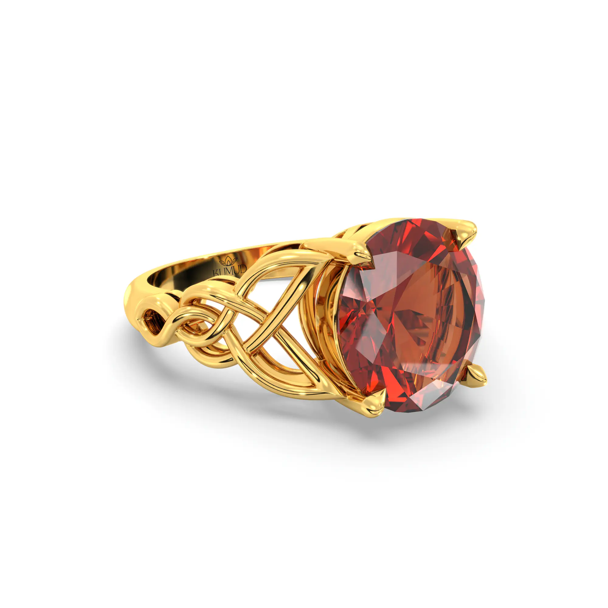 Hessonite (Gomed) Ring for Women in 22K Yellow Gold – Oval 9x8 mm, Prong Setting, 5 g (Design K16B-14) thumbnail