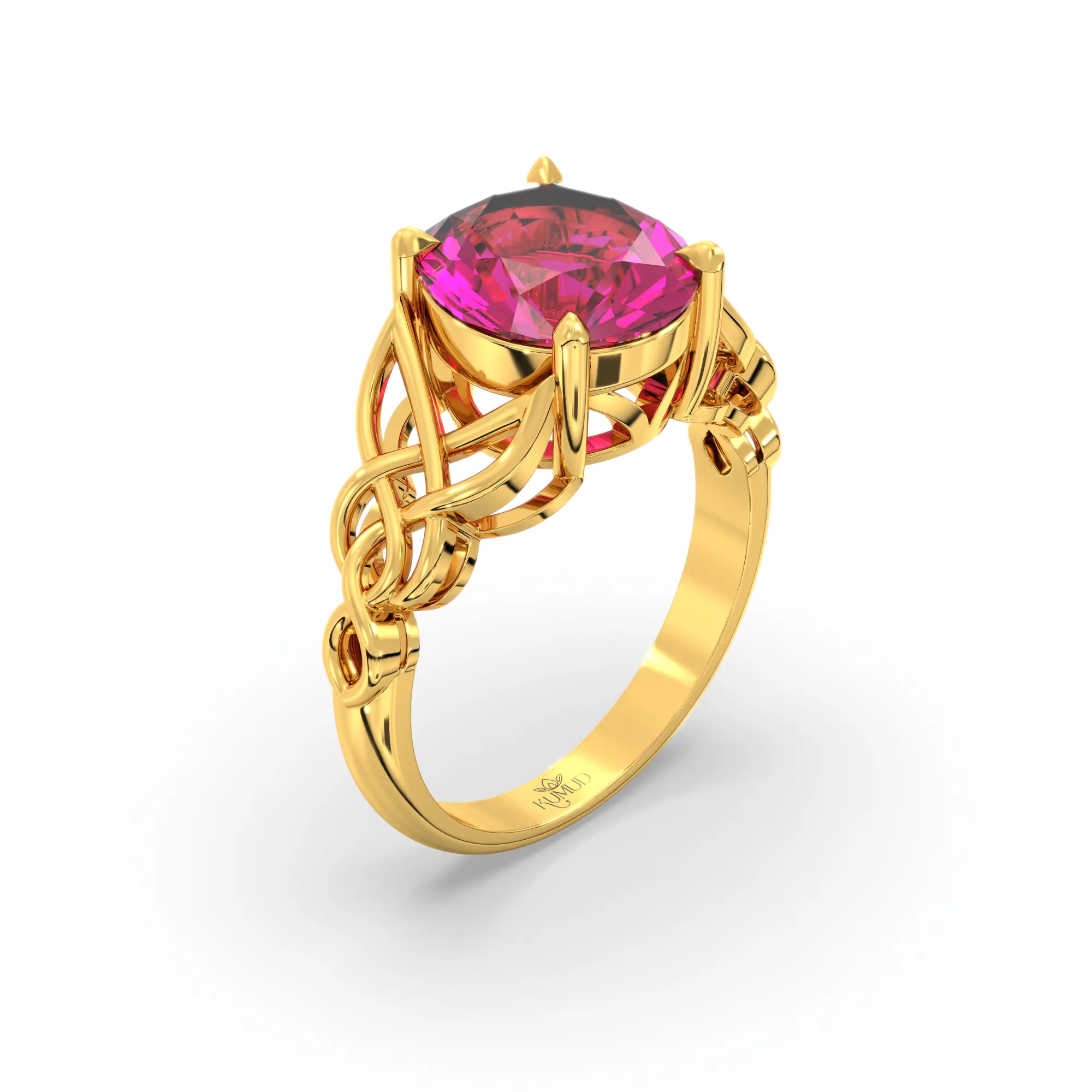 Ruby (Manik) Ring for Women in 22K Yellow Gold – Oval 9x8 mm, Prong Setting, 5 g (Design K16B-14) thumbnail