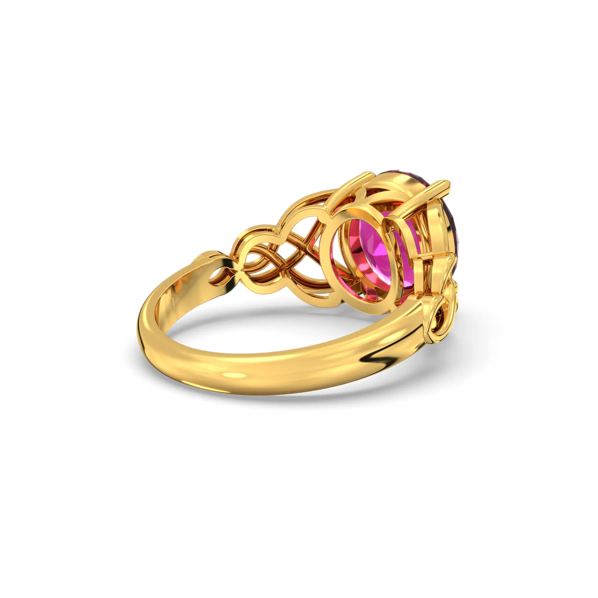 Ruby (Manik) Ring for Women in 22K Yellow Gold – Oval 9x8 mm, Prong Setting, 5 g (Design K16B-14) thumbnail