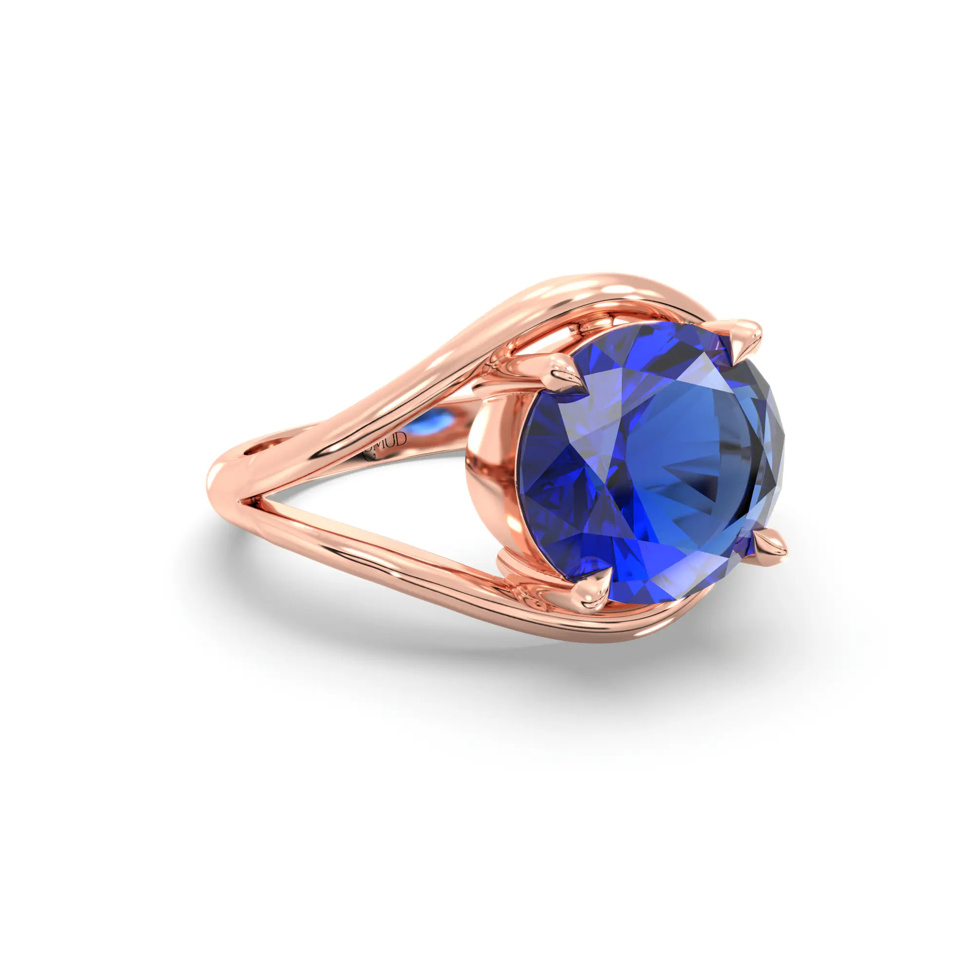 Blue Sapphire (Neelam) Ring for Women in 18K Rose Gold – Oval 9x8 mm, Prong Setting, 6 g (Design K16B-15) thumbnail