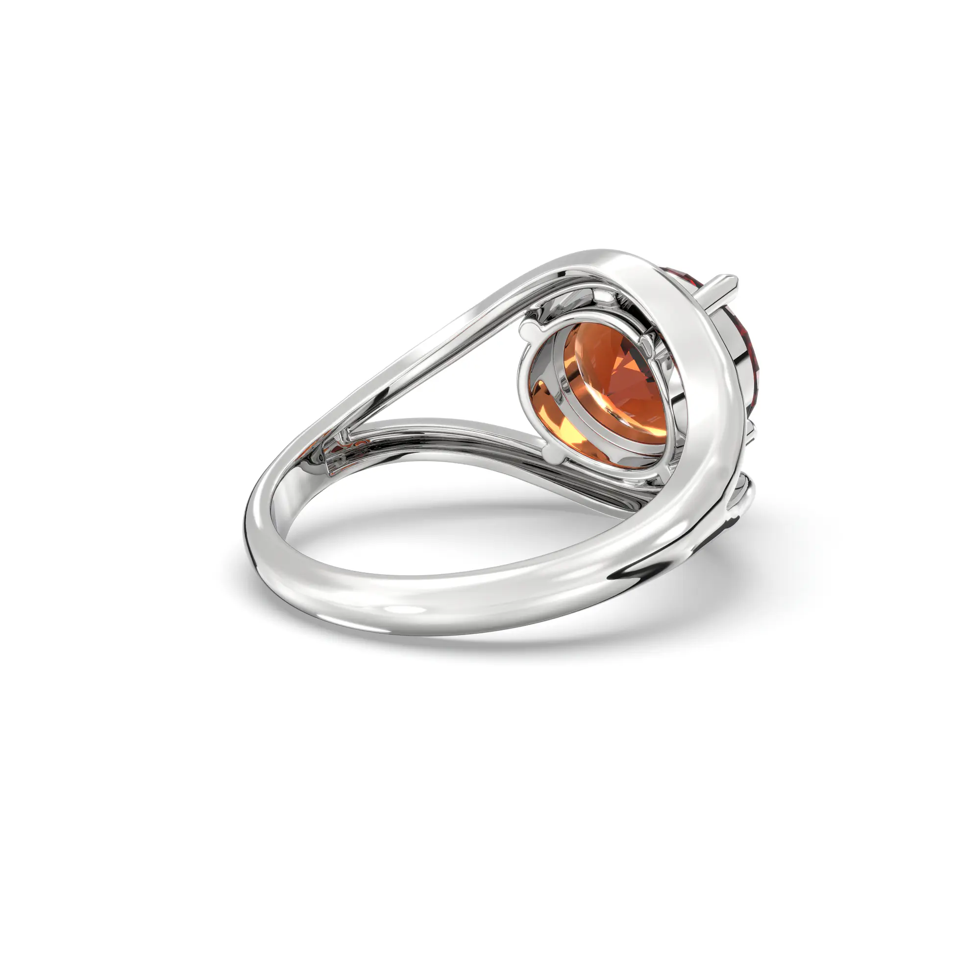 Hessonite (Gomed) Ring for Women in 18K White Gold – Oval 9x8 mm, Prong Setting, 6 g (Design K16B-15) thumbnail