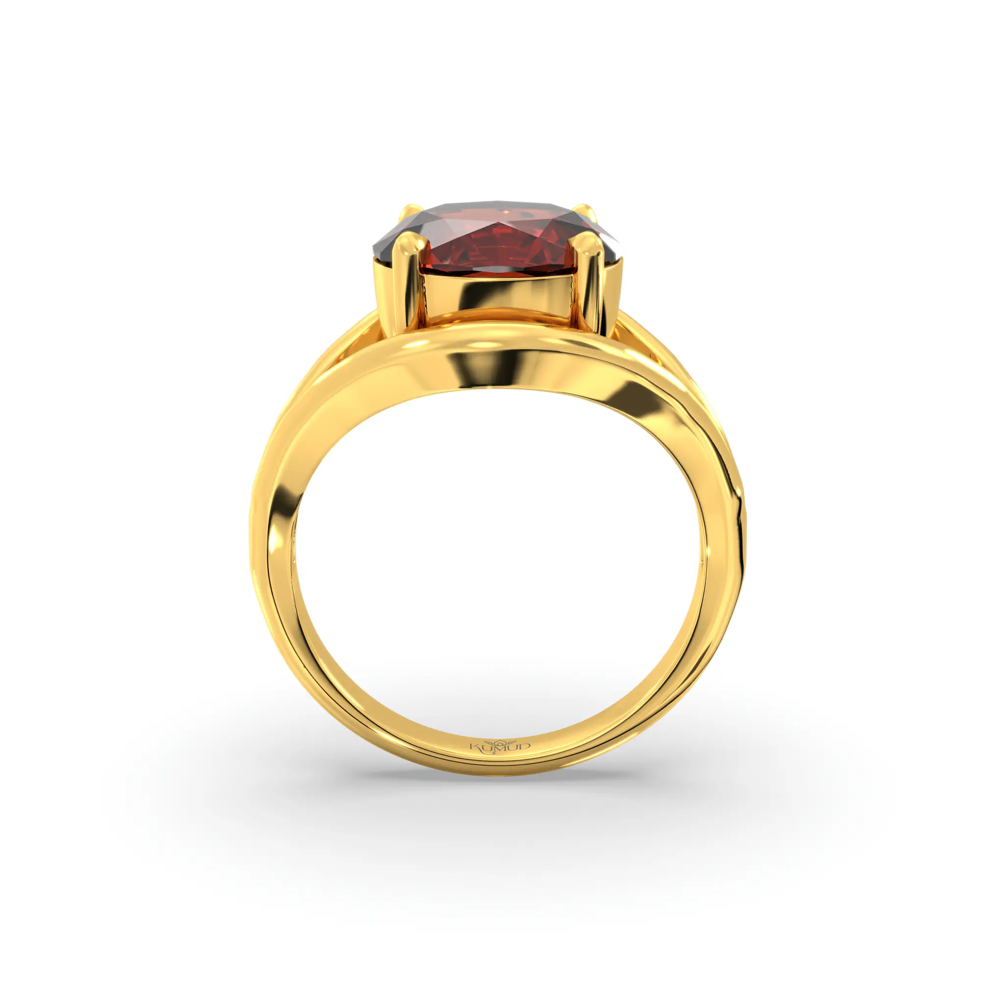 Hessonite (Gomed) Ring for Women in 22K Yellow Gold – Oval 9x8 mm, Prong Setting, 6 g (Design K16B-15) thumbnail