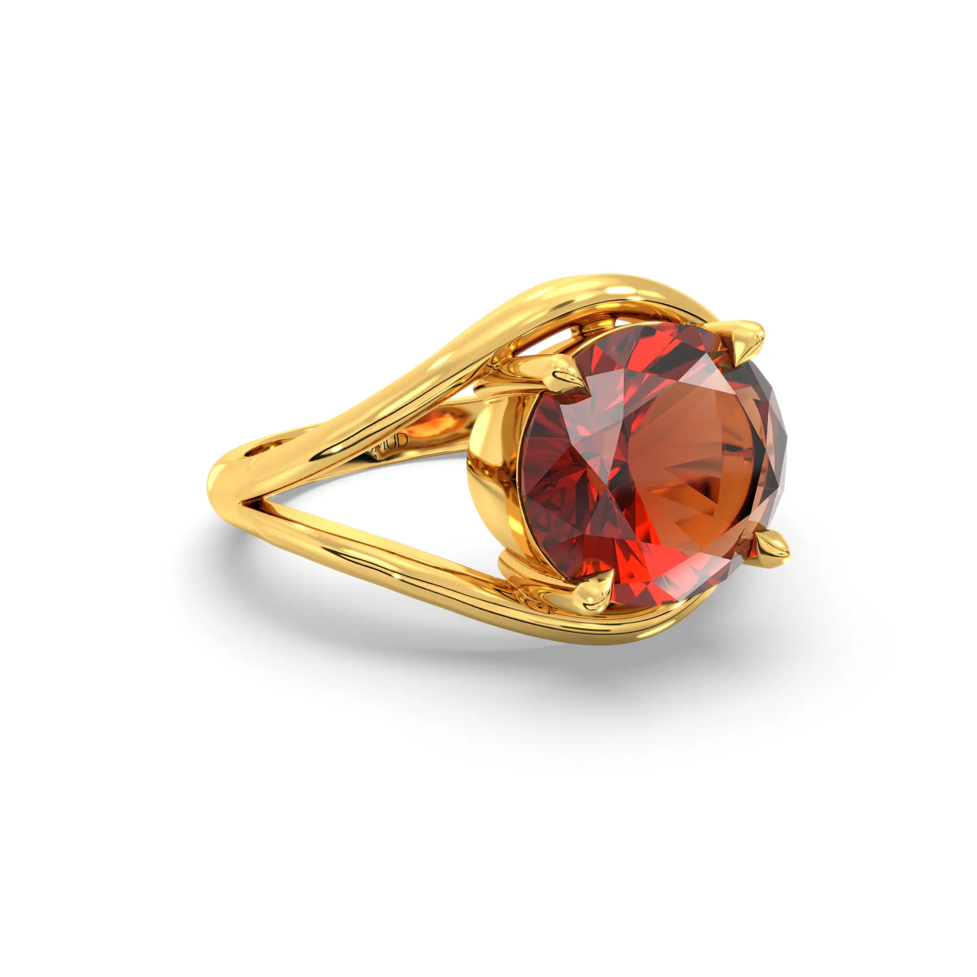 Hessonite (Gomed) Ring for Women in 22K Yellow Gold – Oval 9x8 mm, Prong Setting, 6 g (Design K16B-15) thumbnail
