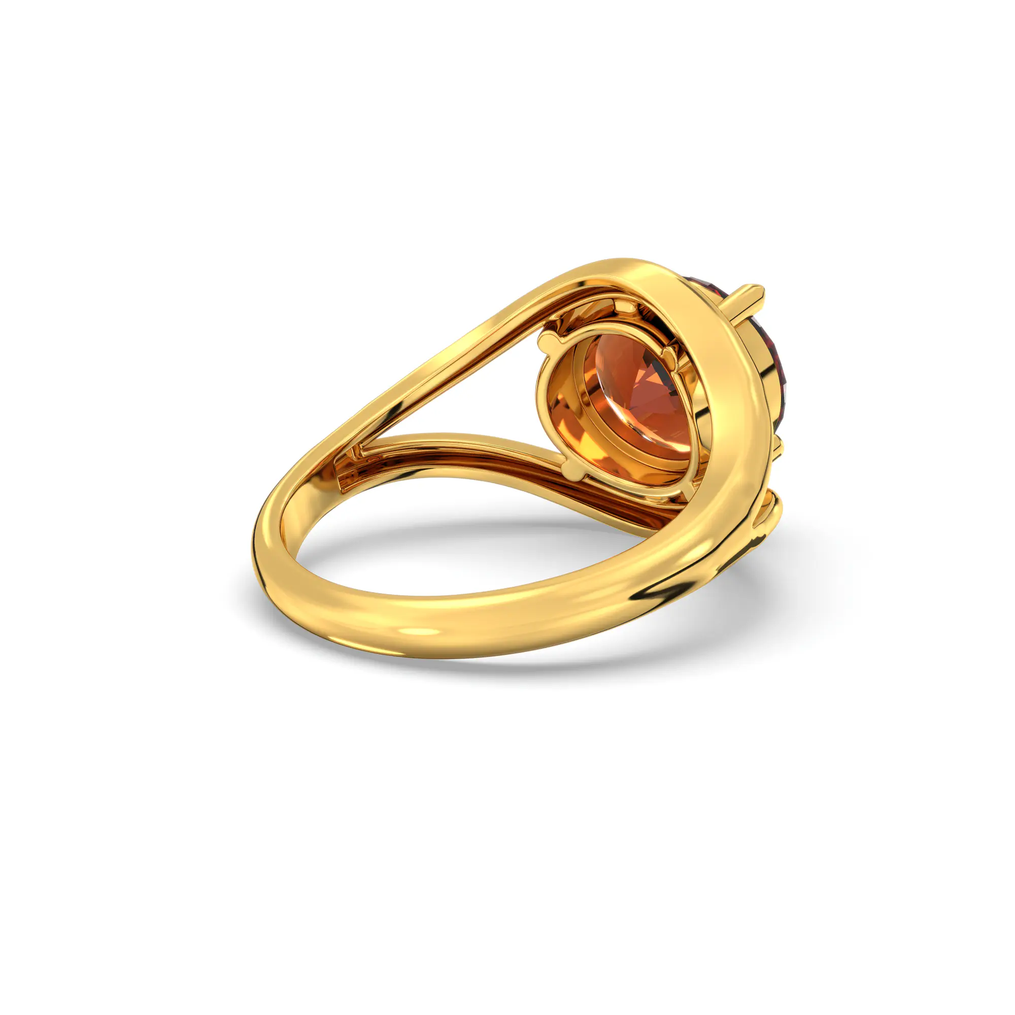 Hessonite (Gomed) Ring for Women in 22K Yellow Gold – Oval 9x8 mm, Prong Setting, 6 g (Design K16B-15) thumbnail