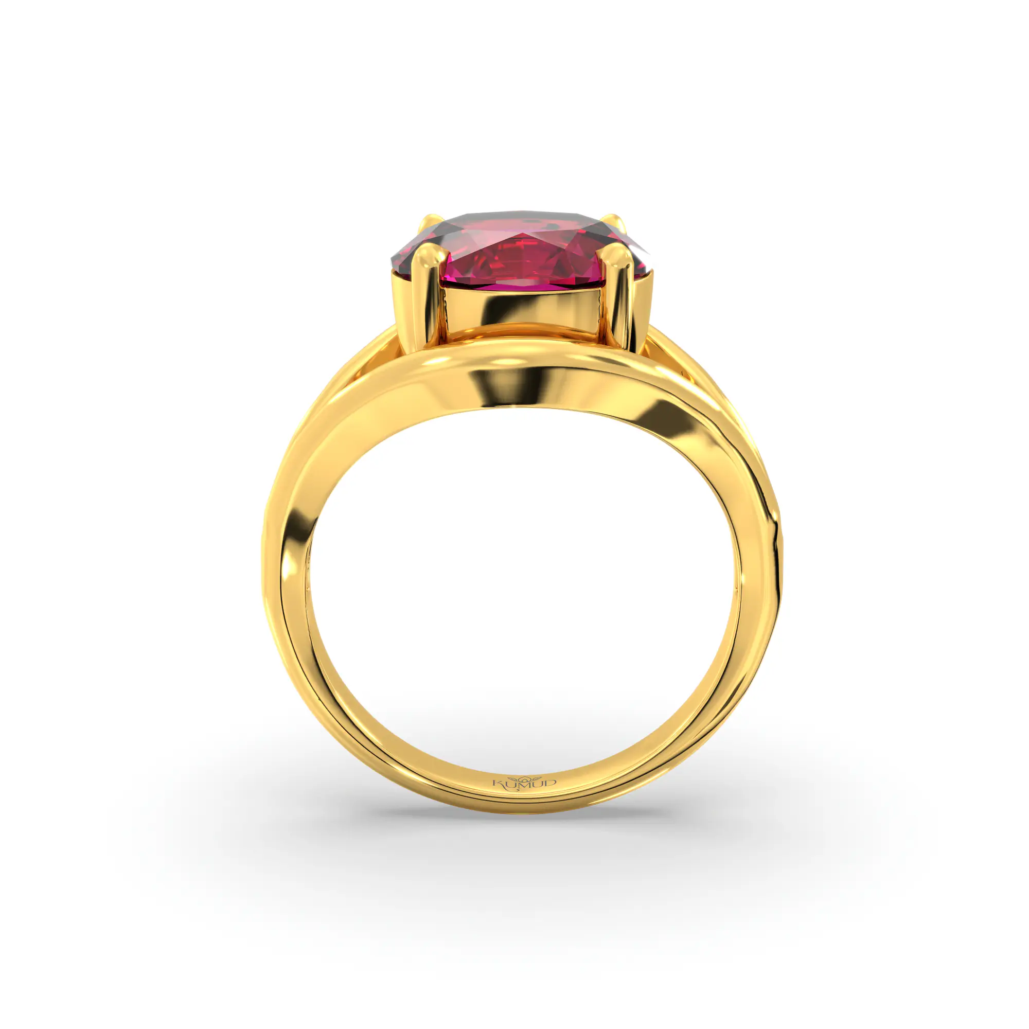 Ruby (Manik) Ring for Women in 22K Yellow Gold – Oval 9x8 mm, Prong Setting, 6 g (Design K16B-15) thumbnail