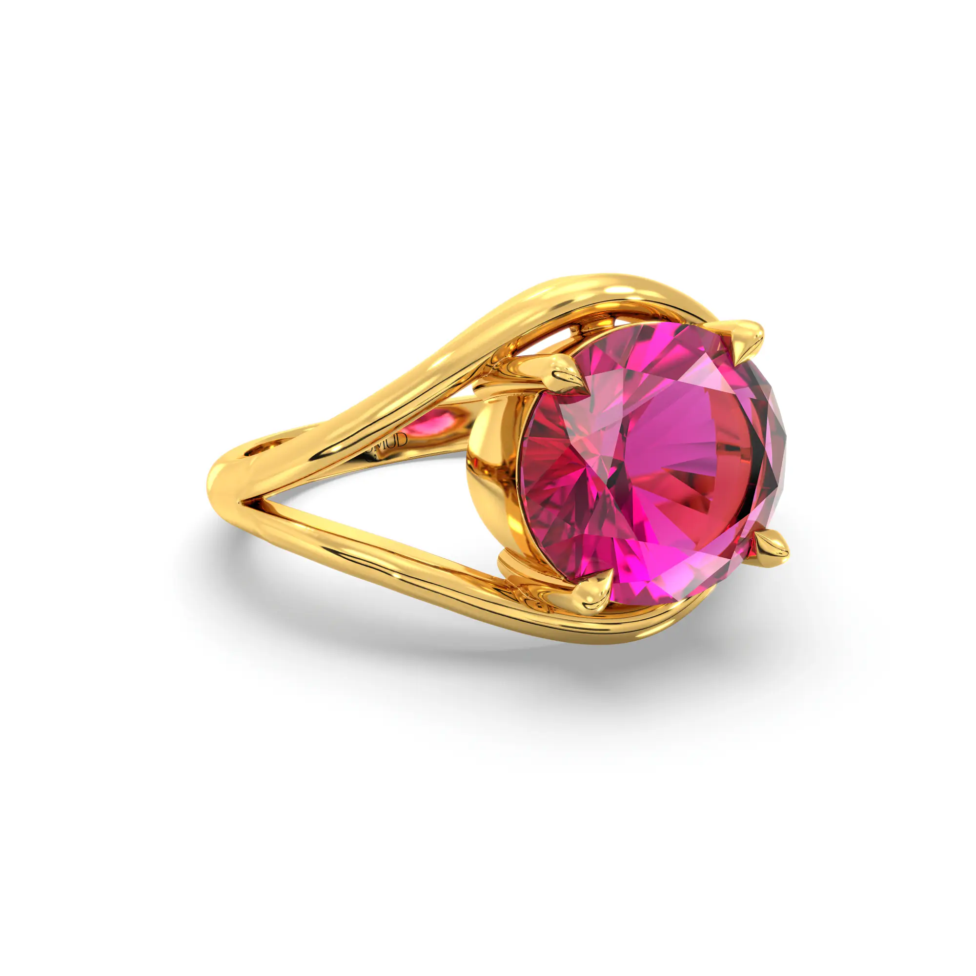 Ruby (Manik) Ring for Women in 22K Yellow Gold – Oval 9x8 mm, Prong Setting, 6 g (Design K16B-15) thumbnail