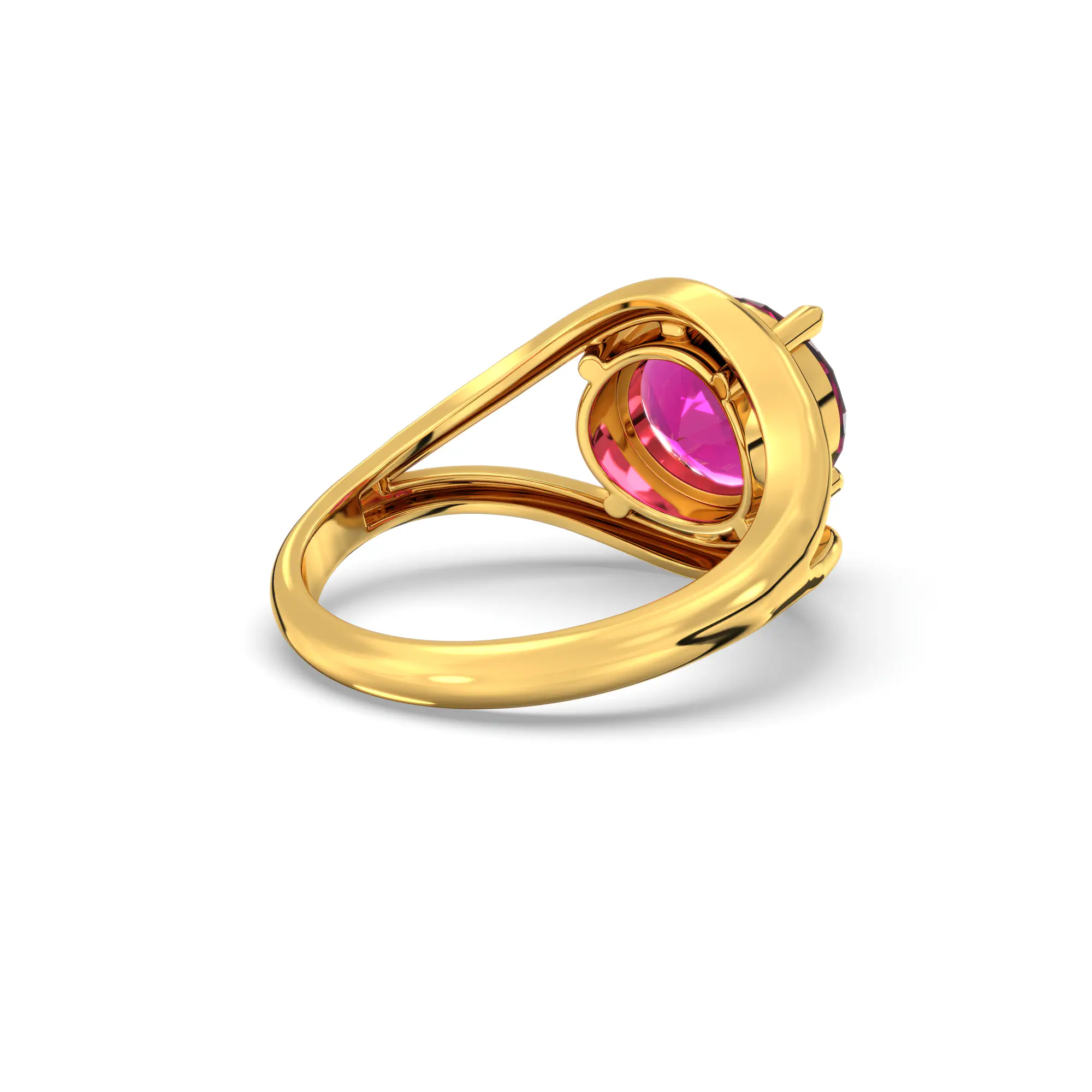 Ruby (Manik) Ring for Women in 22K Yellow Gold – Oval 9x8 mm, Prong Setting, 6 g (Design K16B-15) thumbnail