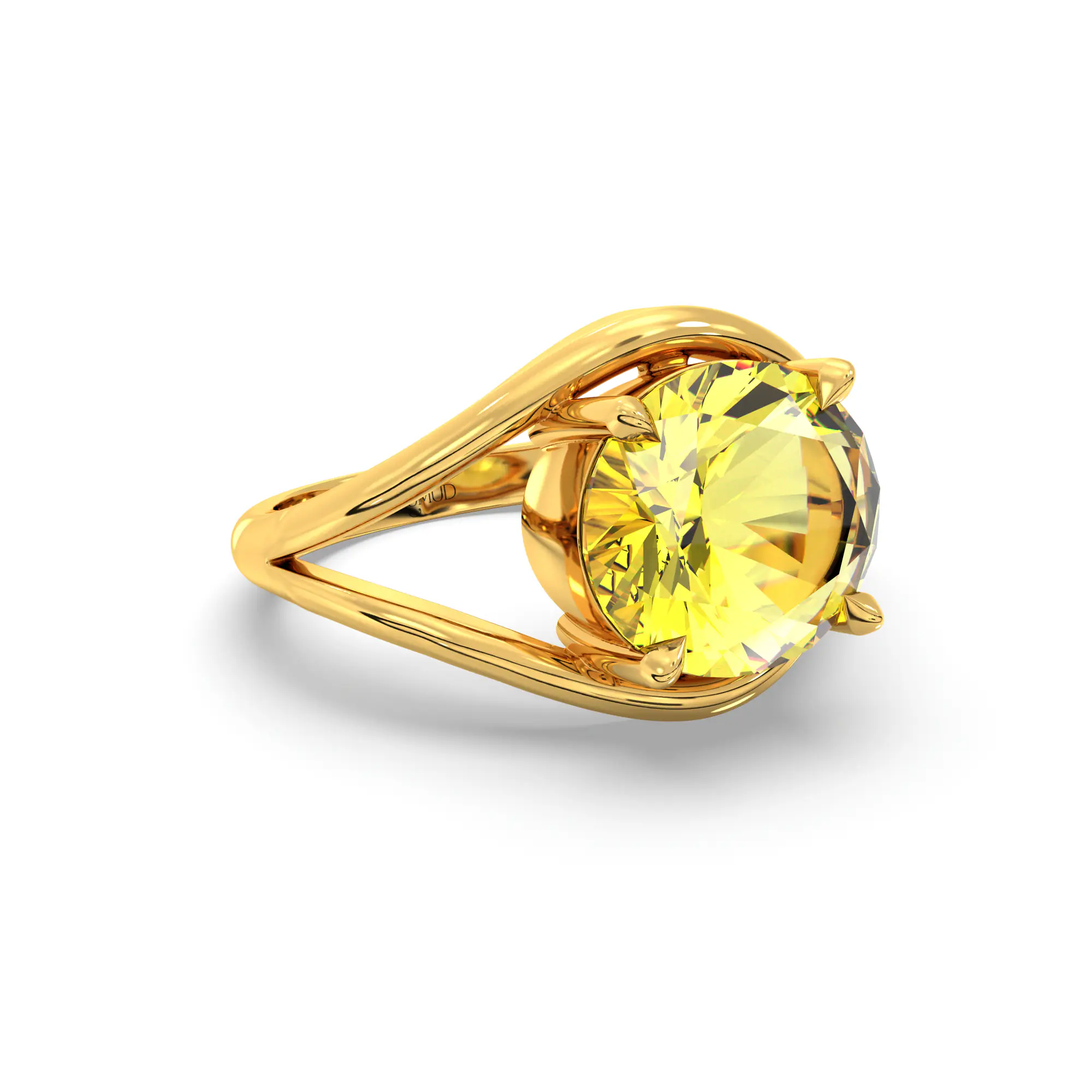 Yellow Sapphire (Pukhraj) Ring for Women in 22K Yellow Gold – Oval 9x8 mm, Prong Setting, 6 g (Design K16B-15) thumbnail