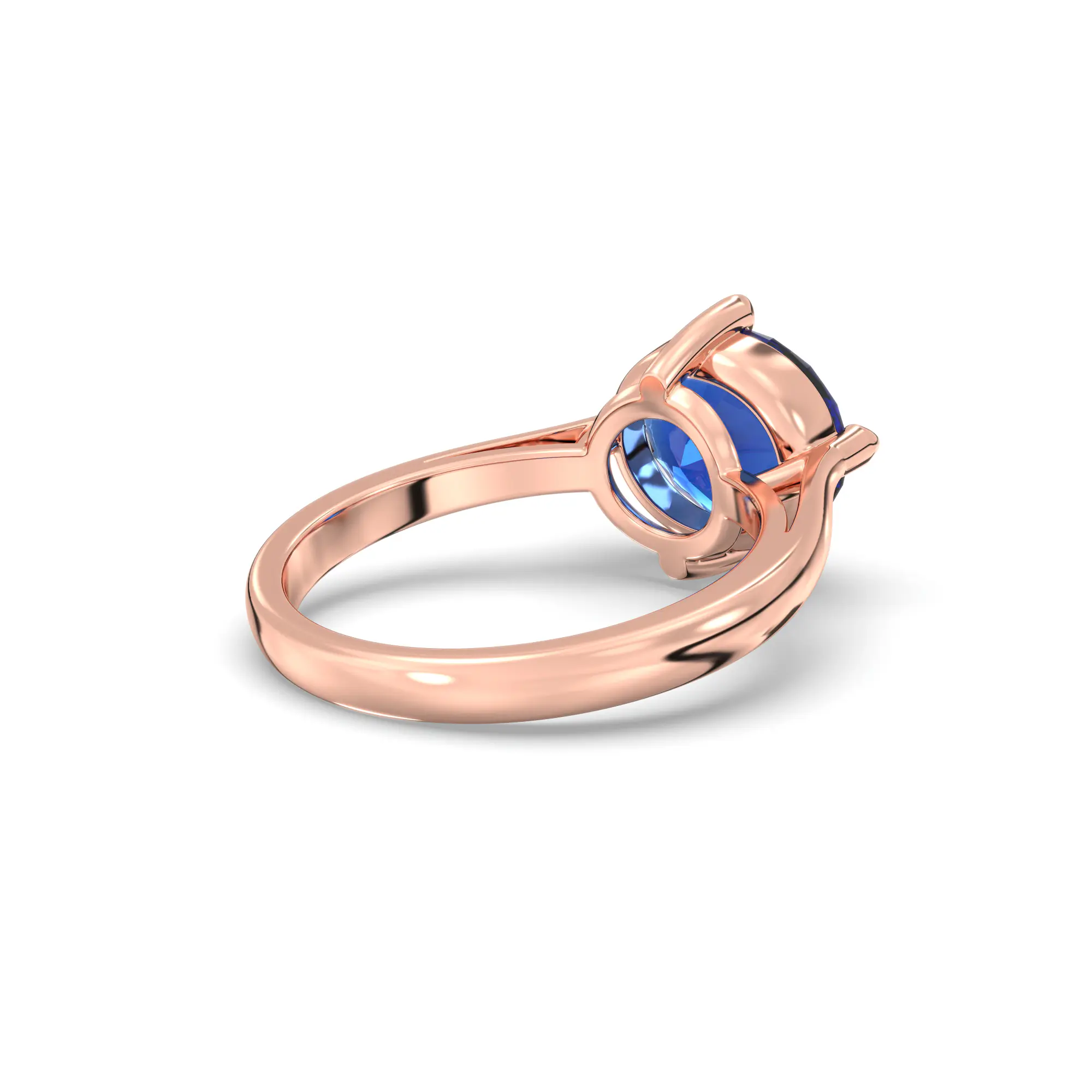 Blue Sapphire (Neelam) Ring for Women in 18K Rose Gold – Oval 9x8 mm, Prong Setting, 6 g (Design K16B-16) thumbnail
