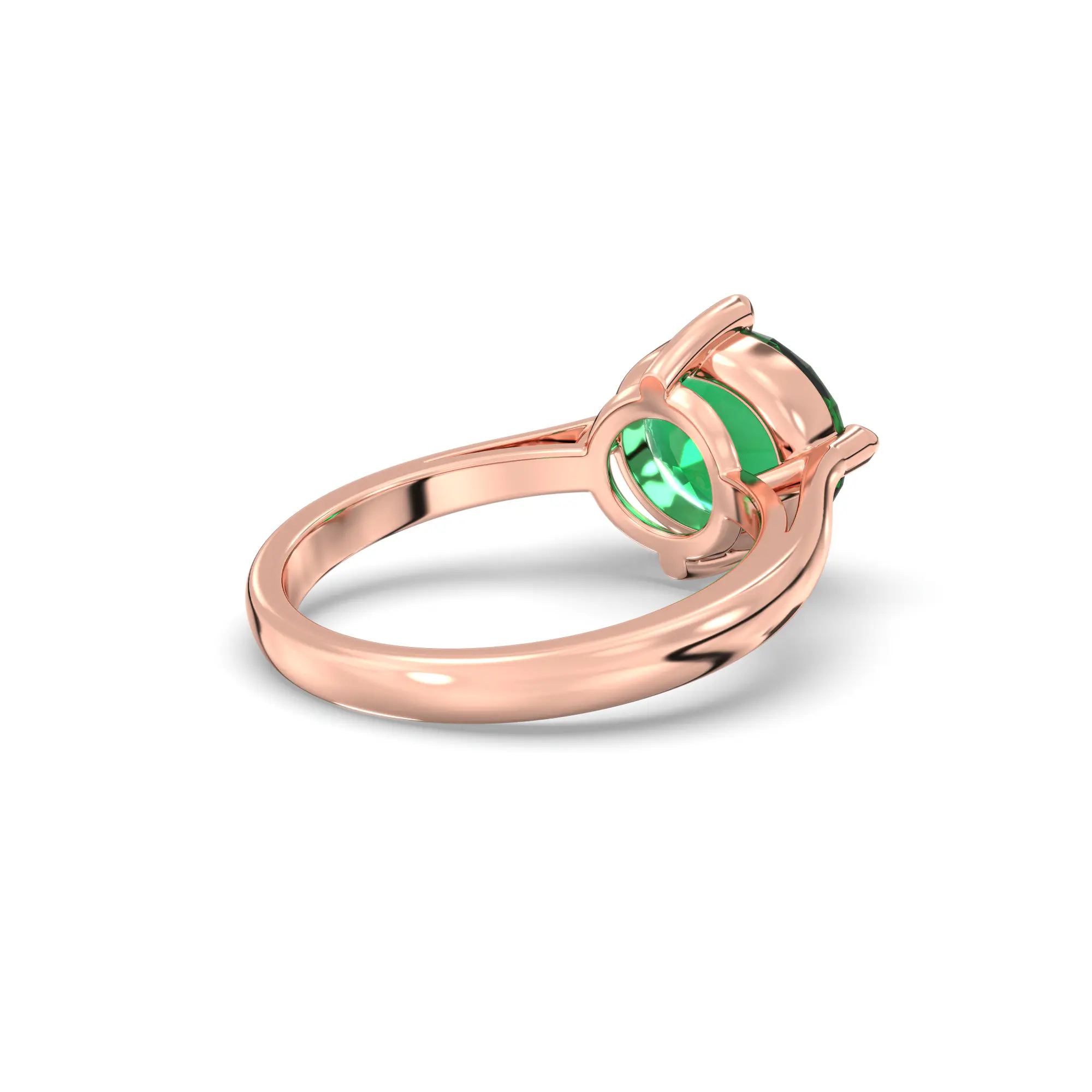 Emerald (Panna) Ring for Women in 18K Rose Gold – Oval 9x8 mm, Prong Setting, 6 g (Design K16B-16) thumbnail