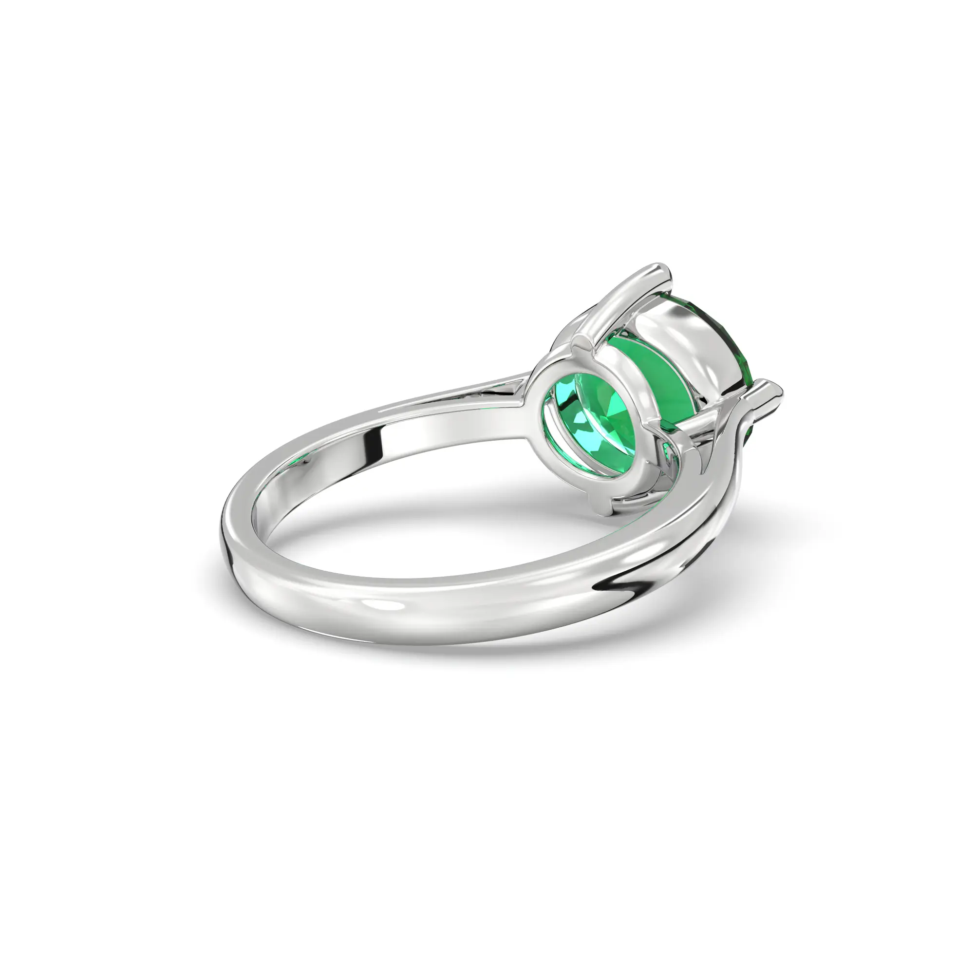 Emerald (Panna) Ring for Women in 18K White Gold – Oval 9x8 mm, Prong Setting, 6 g (Design K16B-16) thumbnail
