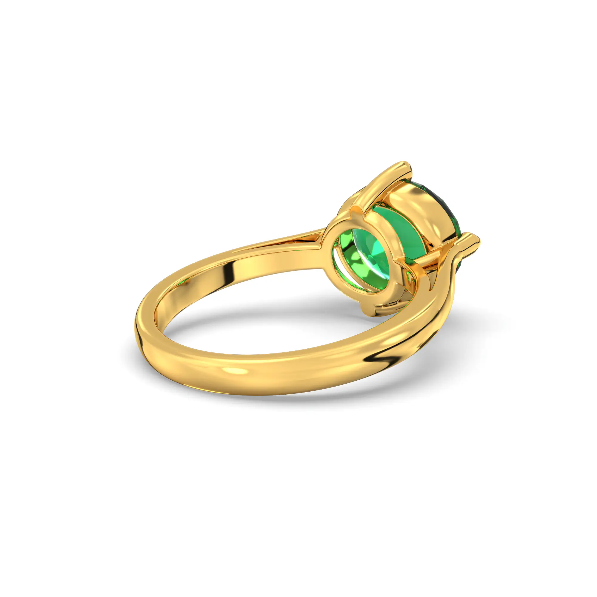 Emerald (Panna) Ring for Women in 22K Yellow Gold – Oval 9x8 mm, Prong Setting, 6 g (Design K16B-16) thumbnail