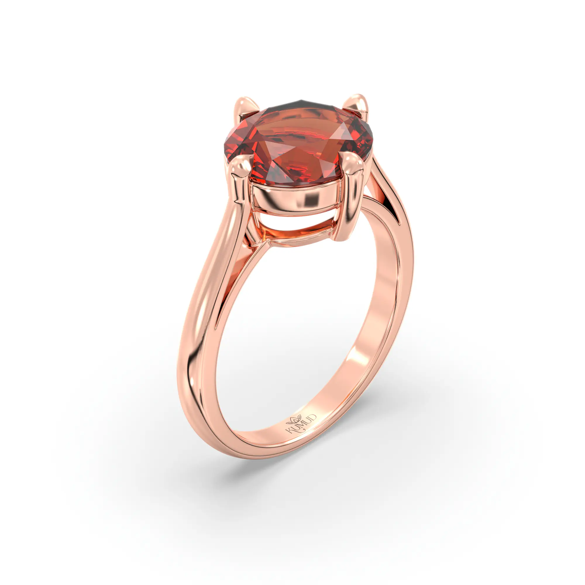 Hessonite (Gomed) Ring for Women in 18K Rose Gold – Oval 9x8 mm, Prong Setting, 6 g (Design K16B-16) thumbnail