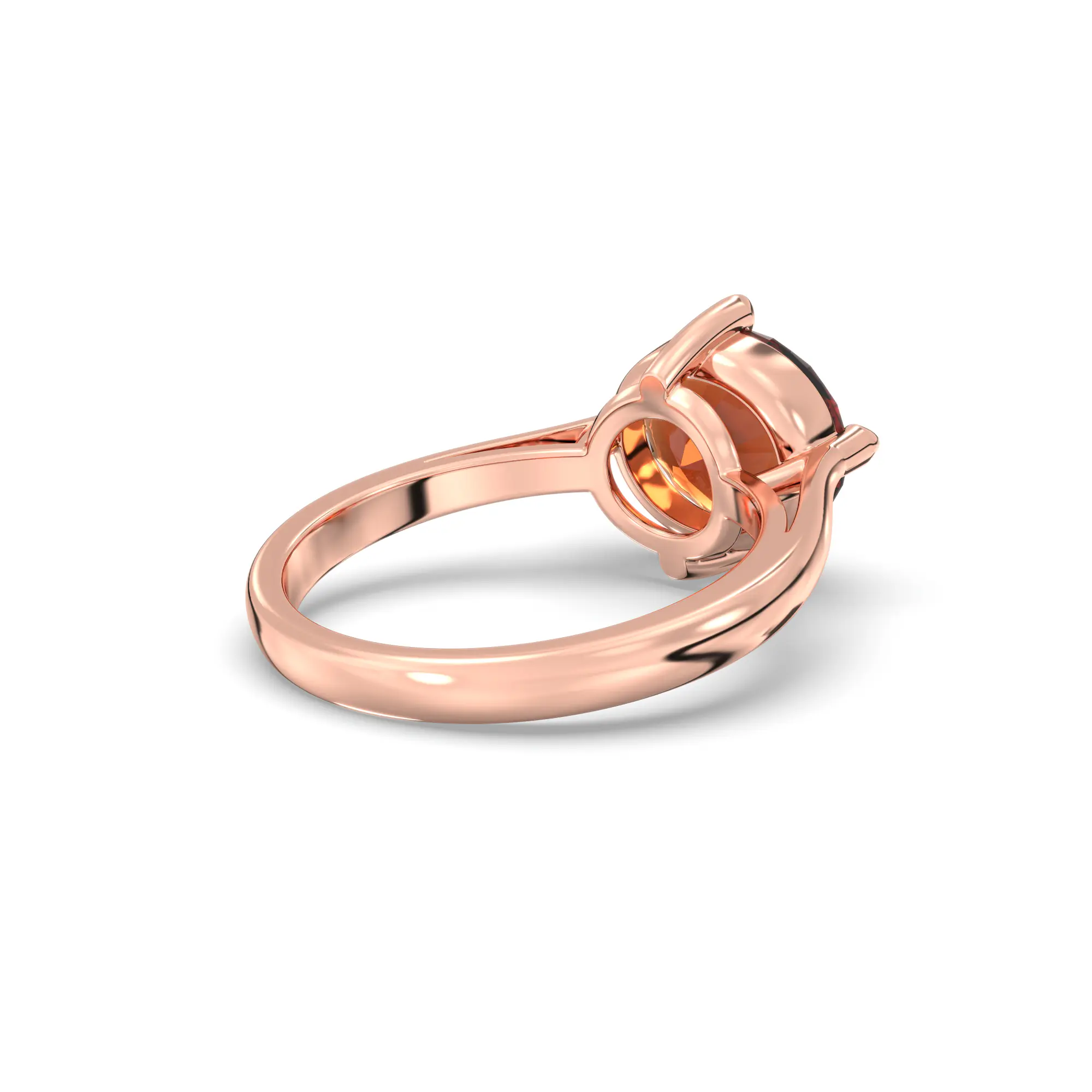 Hessonite (Gomed) Ring for Women in 18K Rose Gold – Oval 9x8 mm, Prong Setting, 6 g (Design K16B-16) thumbnail