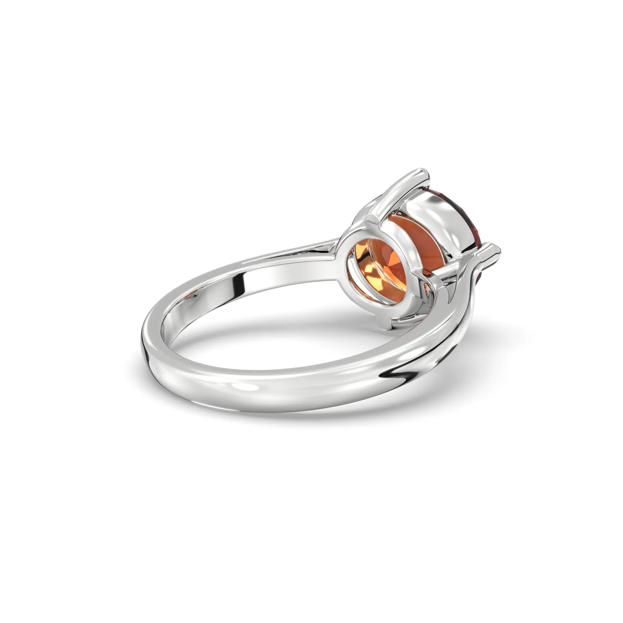 Hessonite (Gomed) Ring for Women in 18K White Gold – Oval 9x8 mm, Prong Setting, 6 g (Design K16B-16) thumbnail