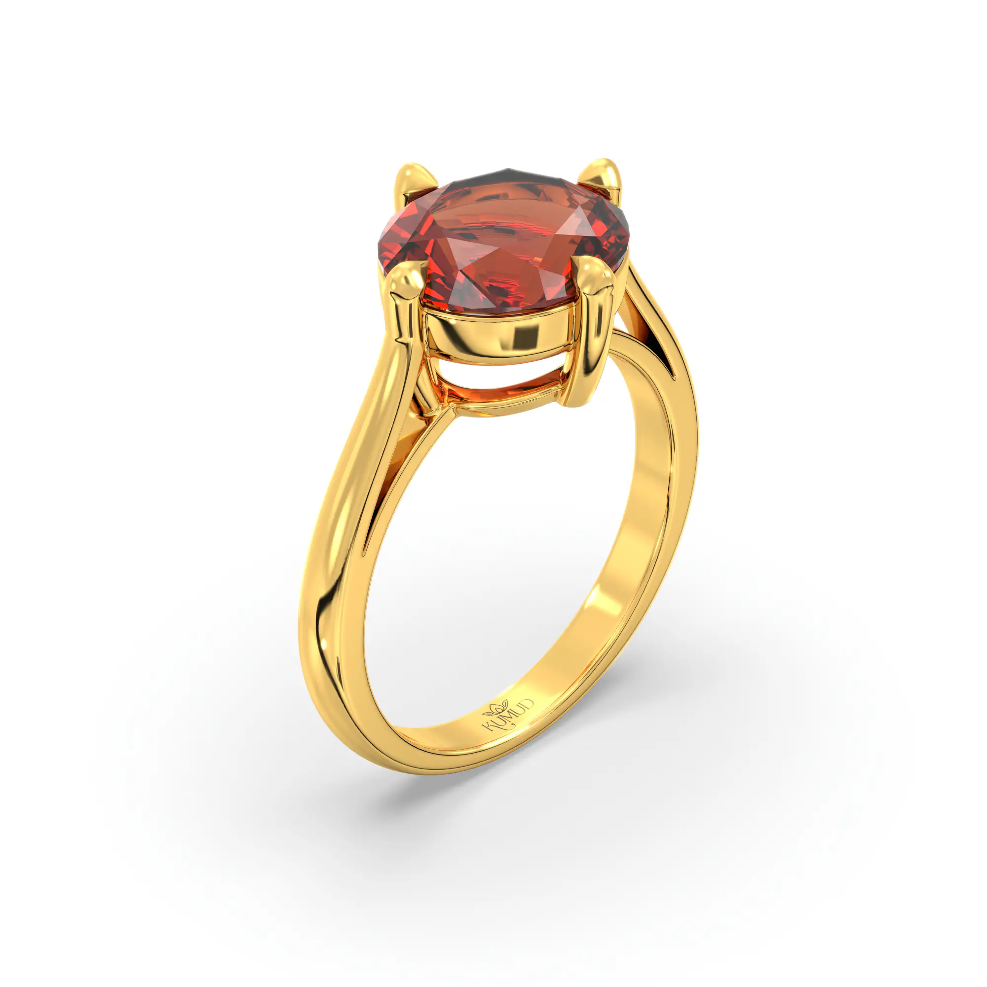 Hessonite (Gomed) Ring for Women in 22K Yellow Gold – Oval 9x8 mm, Prong Setting, 6 g (Design K16B-16) thumbnail
