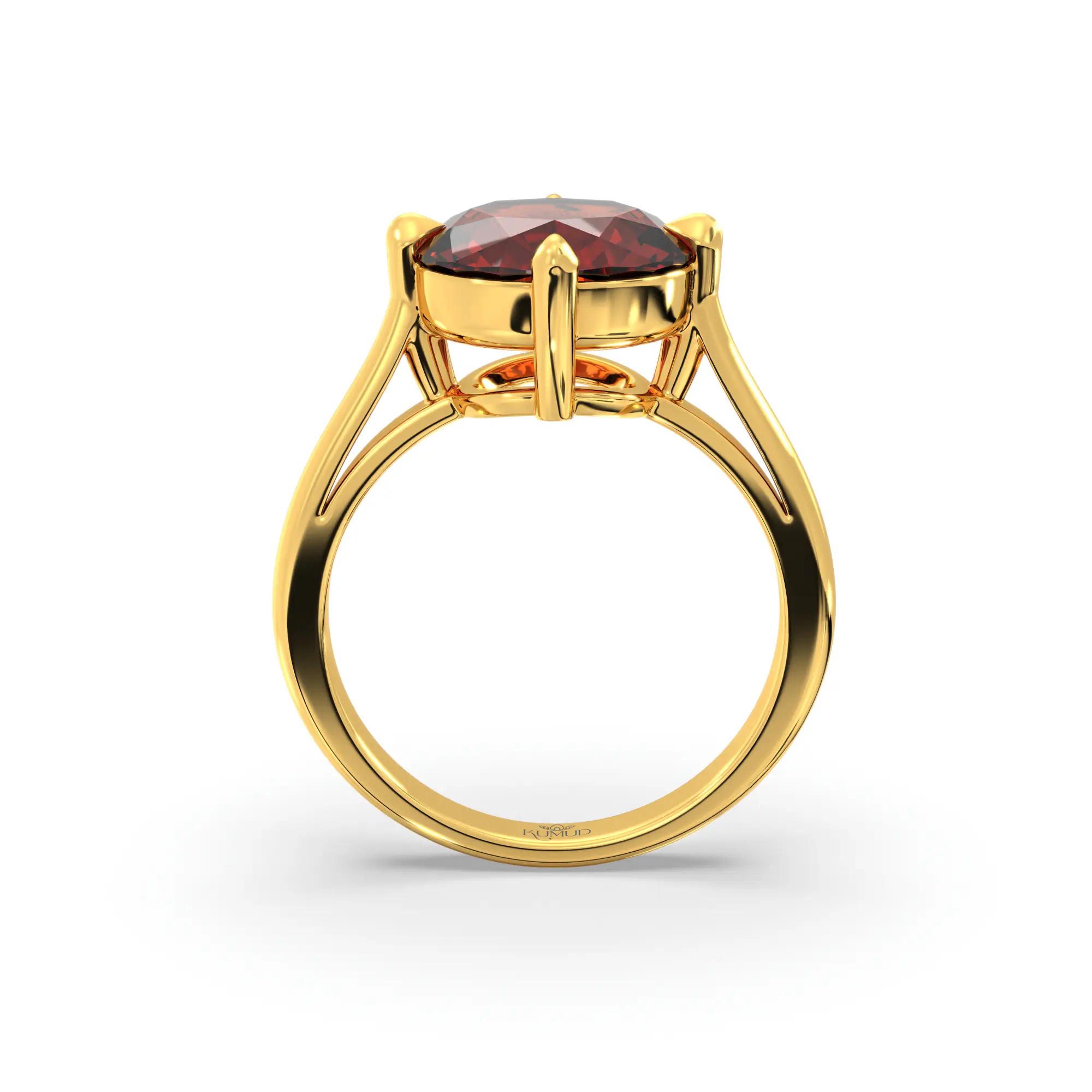 Hessonite (Gomed) Ring for Women in 22K Yellow Gold – Oval 9x8 mm, Prong Setting, 6 g (Design K16B-16) thumbnail