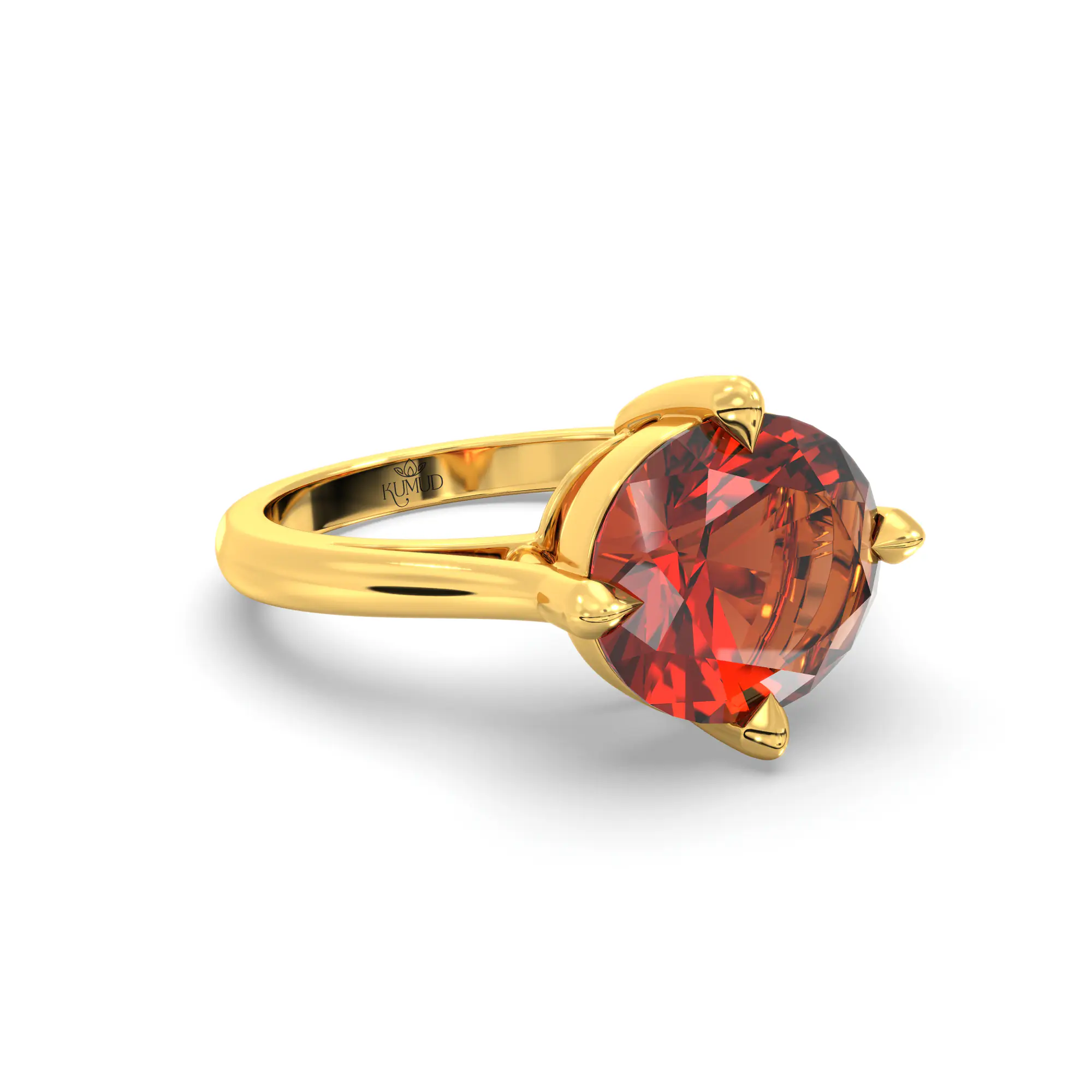 Hessonite (Gomed) Ring for Women in 22K Yellow Gold – Oval 9x8 mm, Prong Setting, 6 g (Design K16B-16) thumbnail