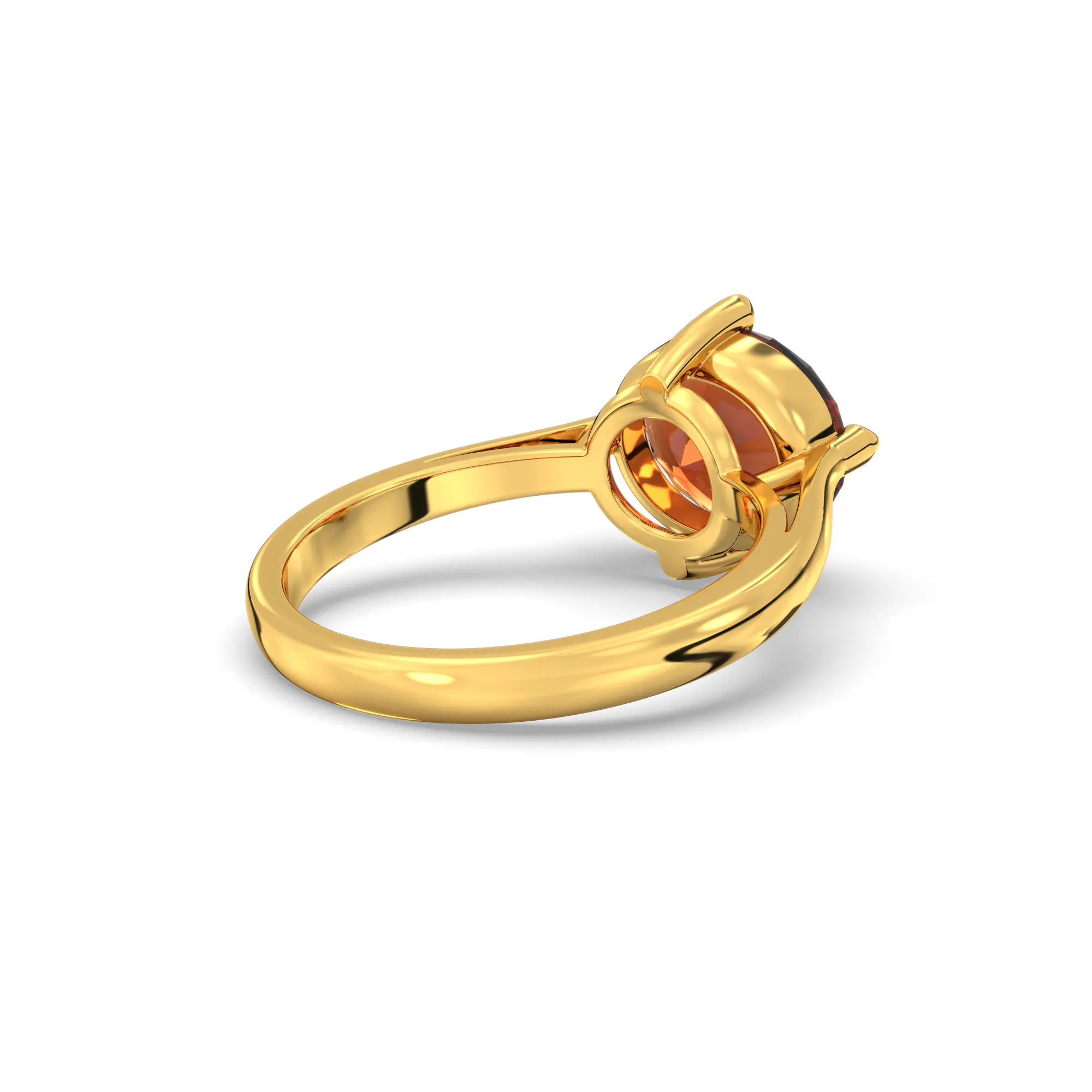 Hessonite (Gomed) Ring for Women in 22K Yellow Gold – Oval 9x8 mm, Prong Setting, 6 g (Design K16B-16) thumbnail