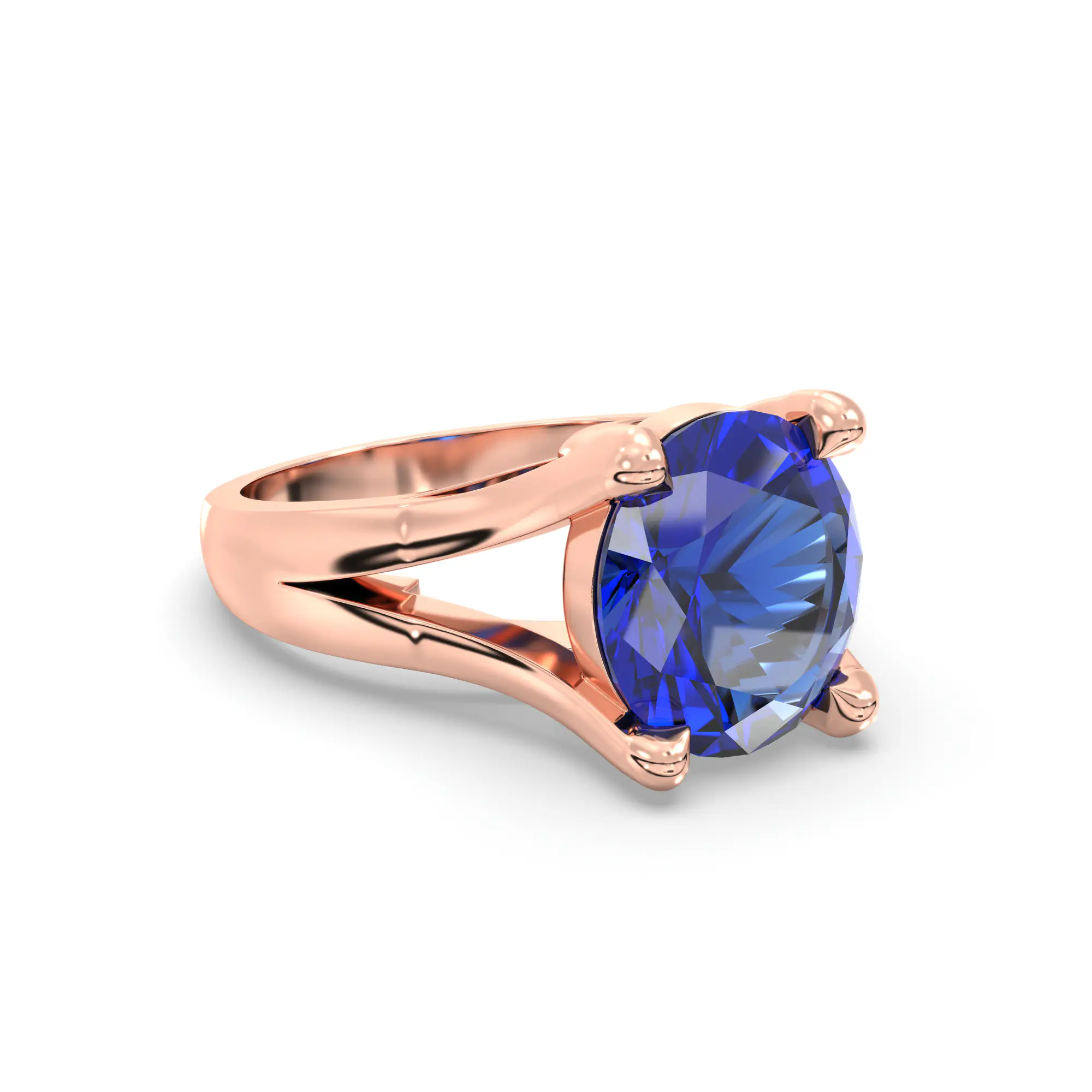 Blue Sapphire (Neelam) Ring for Women in 18K Rose Gold – Oval 9x8 mm, Prong Setting, 7 g thumbnail
