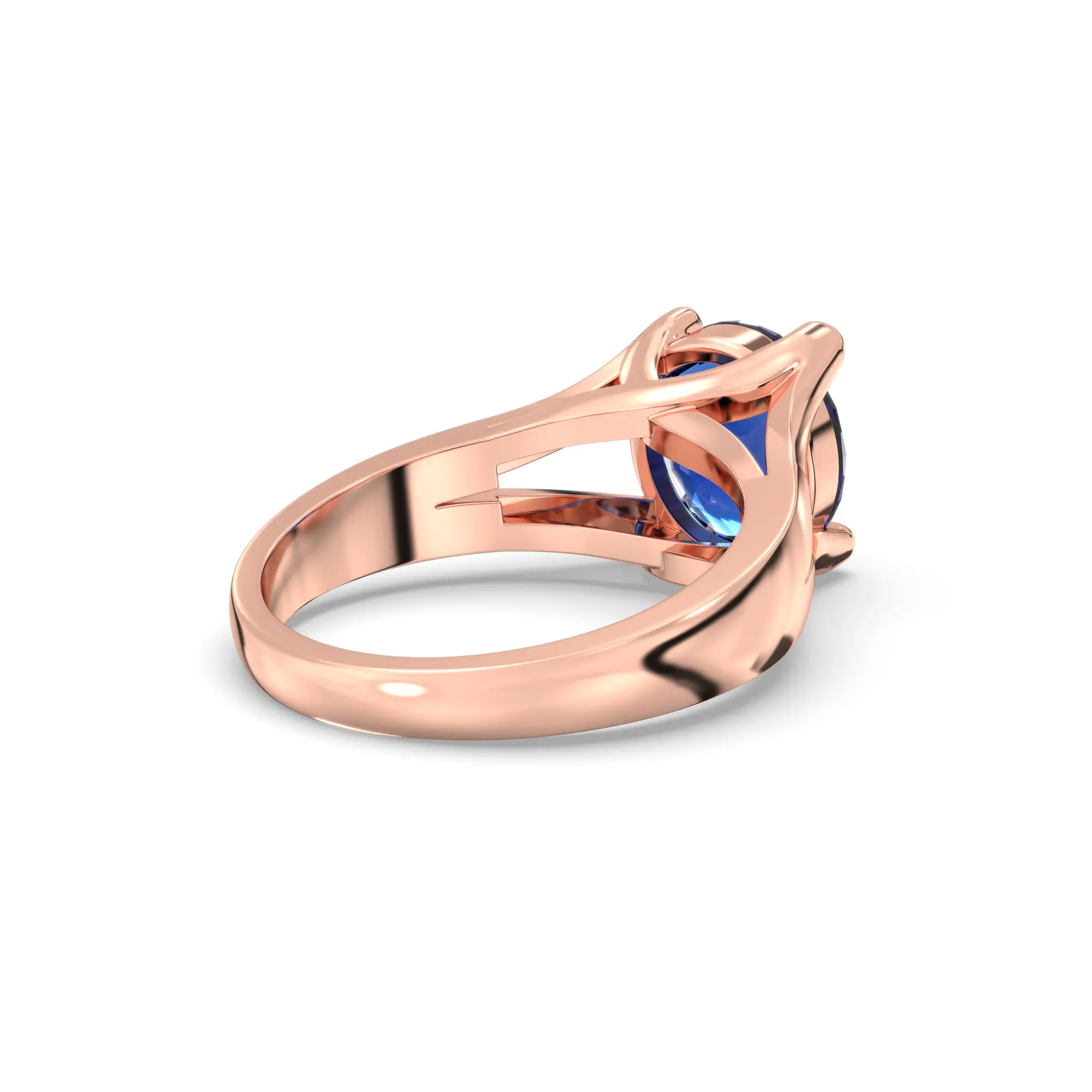 Blue Sapphire (Neelam) Ring for Women in 18K Rose Gold – Oval 9x8 mm, Prong Setting, 7 g thumbnail