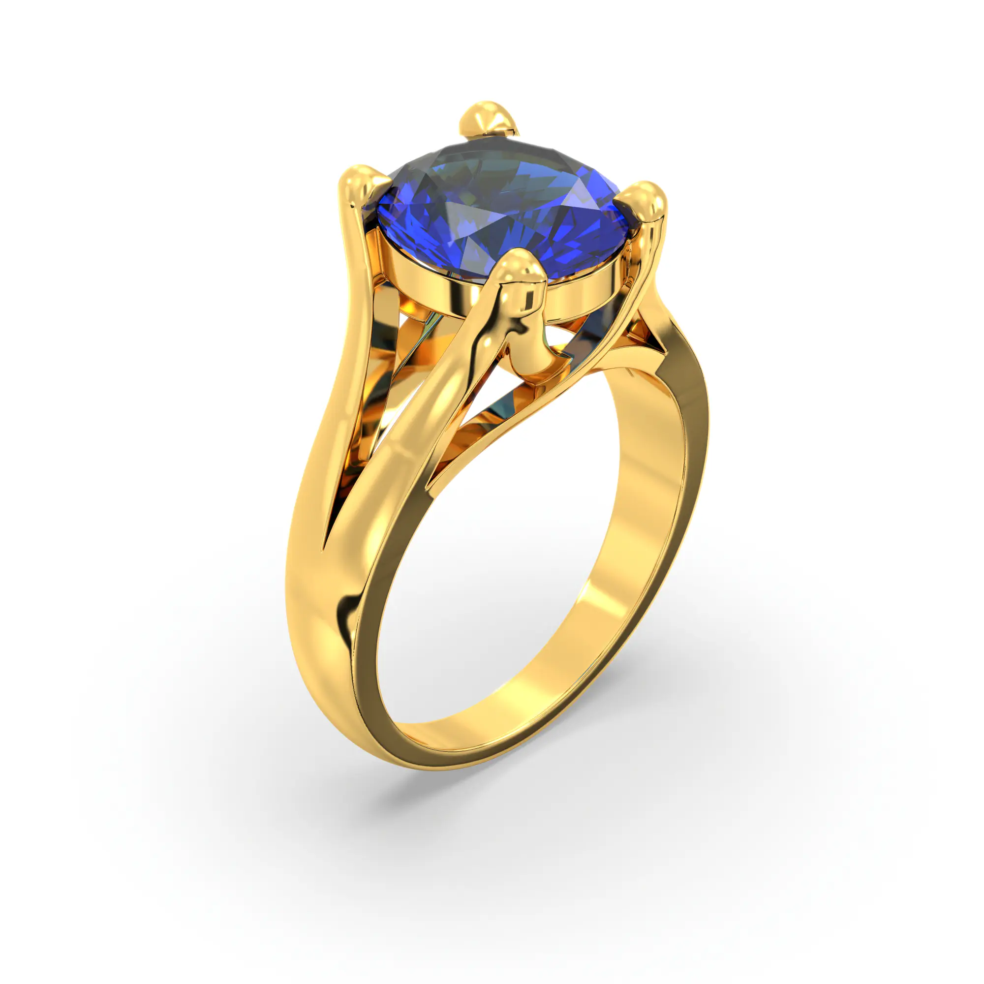 Blue Sapphire (Neelam) Ring for Women in 22K Yellow Gold – Oval 9x8 mm, Prong Setting, 7 g thumbnail
